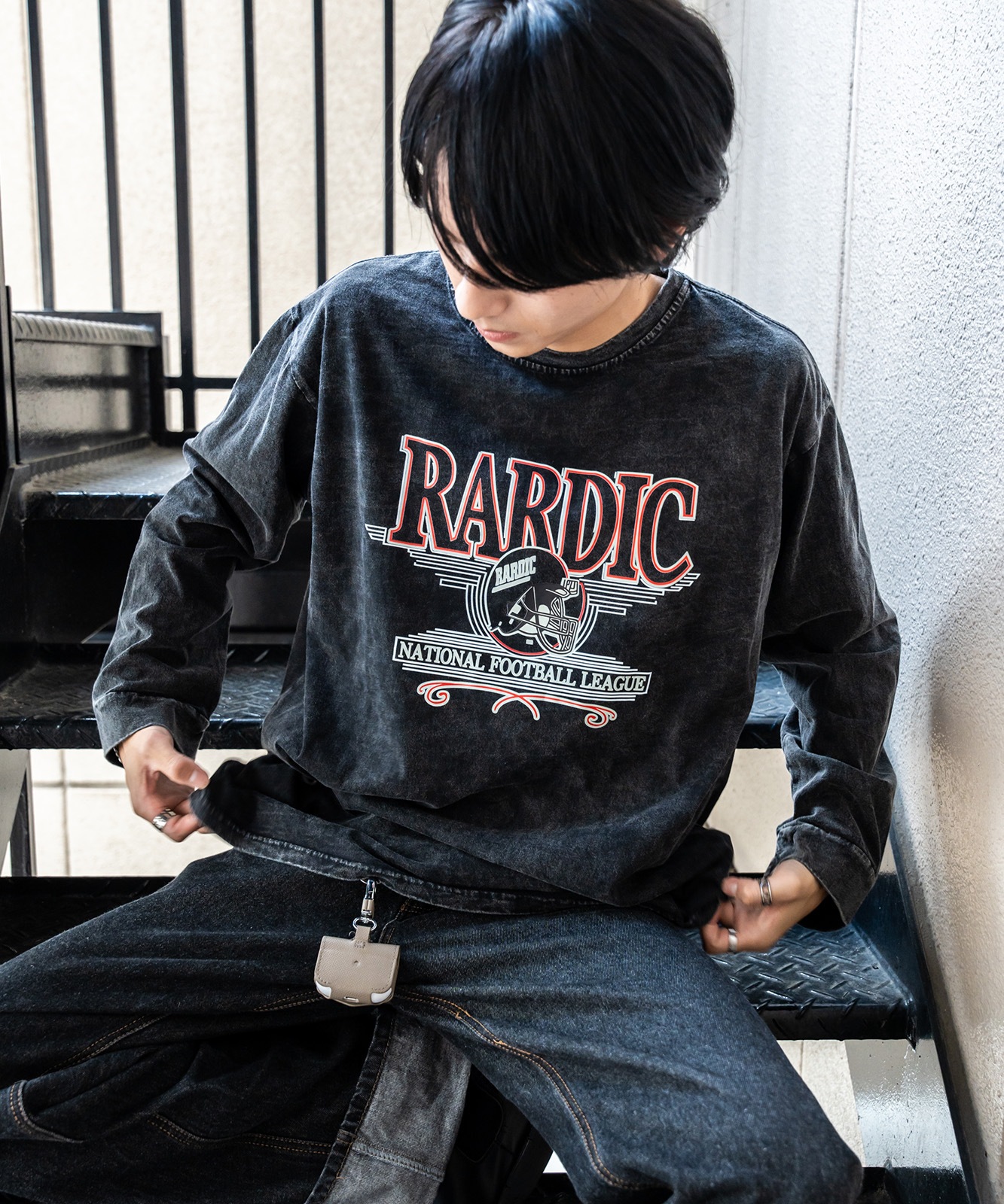 DEVICE select ジャンキープリント ピグメント ロンT 古着風 ロングスリーブTシャツ メンズ レディース 秋服