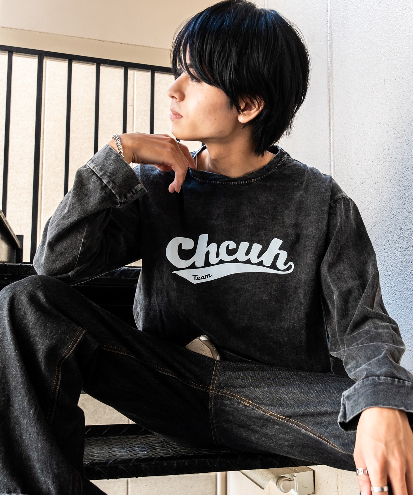 DEVICE select ジャンキープリント ピグメント ロンT 古着風 ロングスリーブTシャツ メンズ レディース 秋服