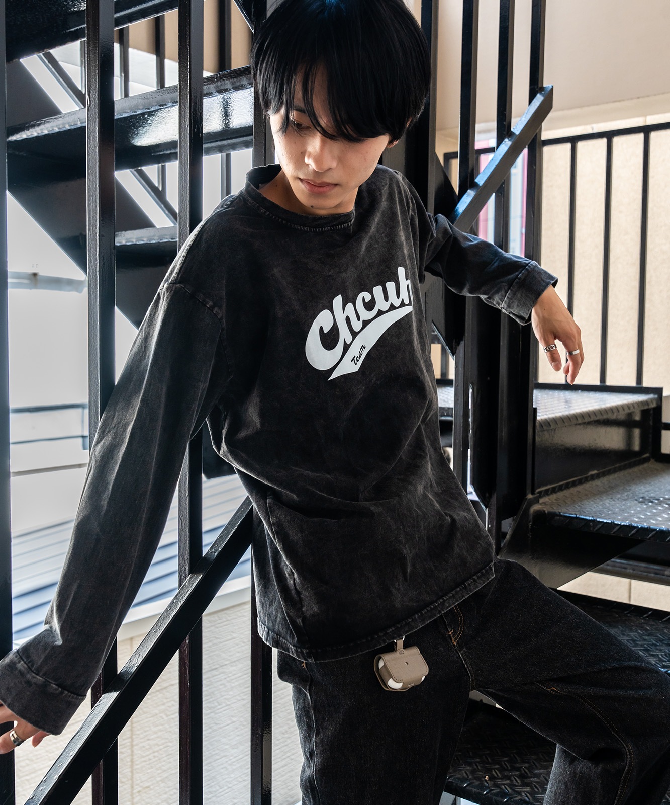 DEVICE select ジャンキープリント ピグメント ロンT 古着風 ロングスリーブTシャツ メンズ レディース 秋服