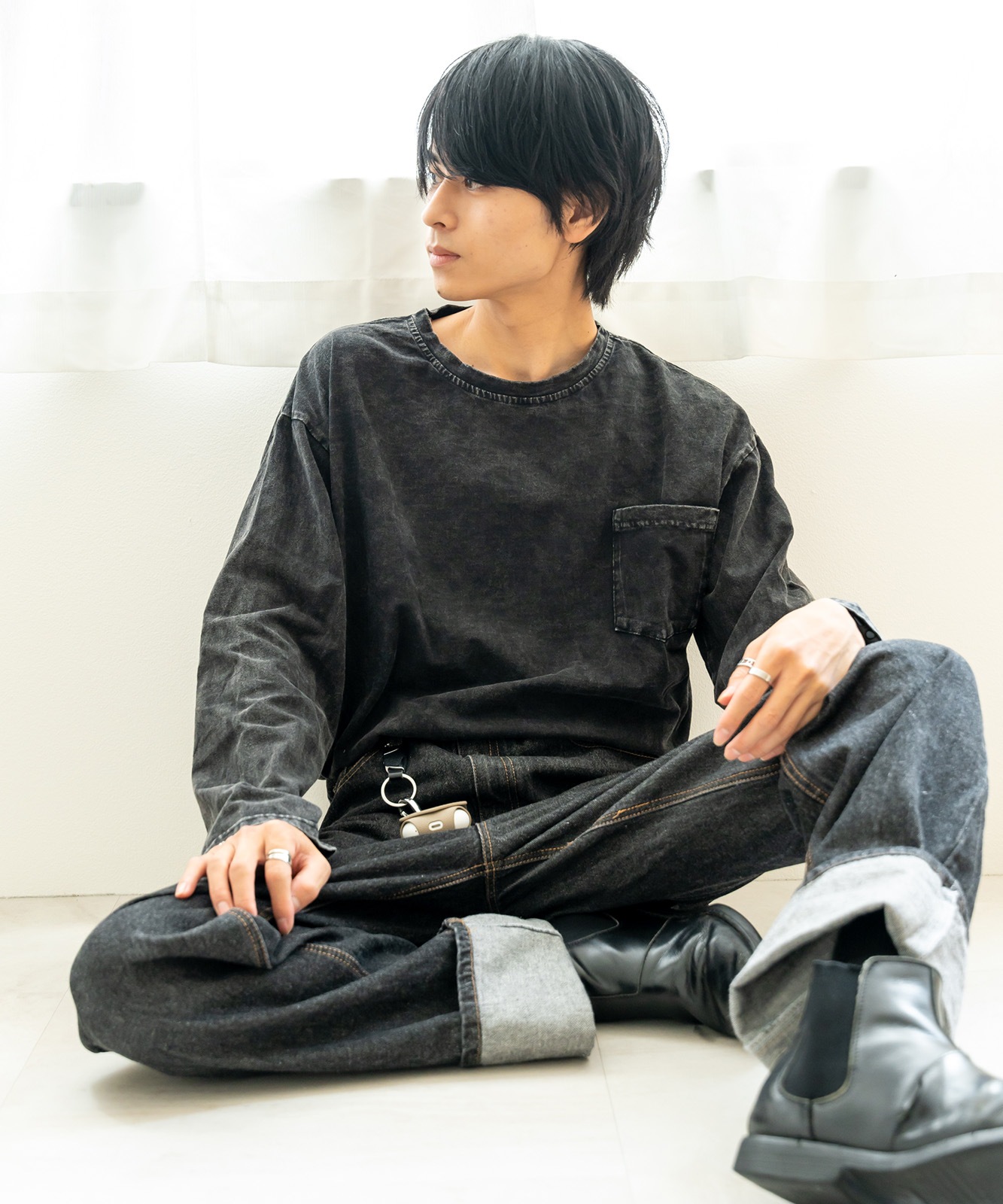 DEVICE select ジャンキープリント ピグメント ロンT 古着風 ロングスリーブTシャツ メンズ レディース 秋服