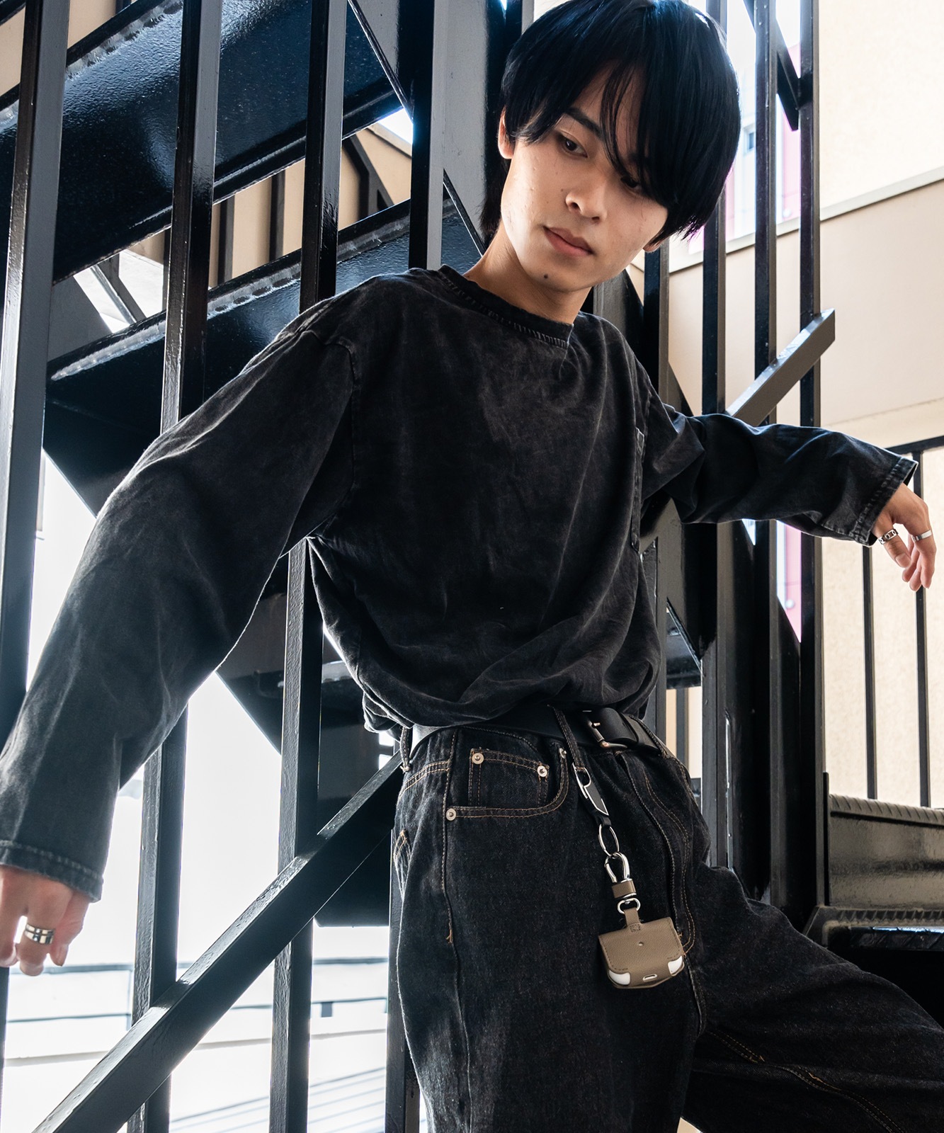 DEVICE select ジャンキープリント ピグメント ロンT 古着風 ロングスリーブTシャツ メンズ レディース 秋服