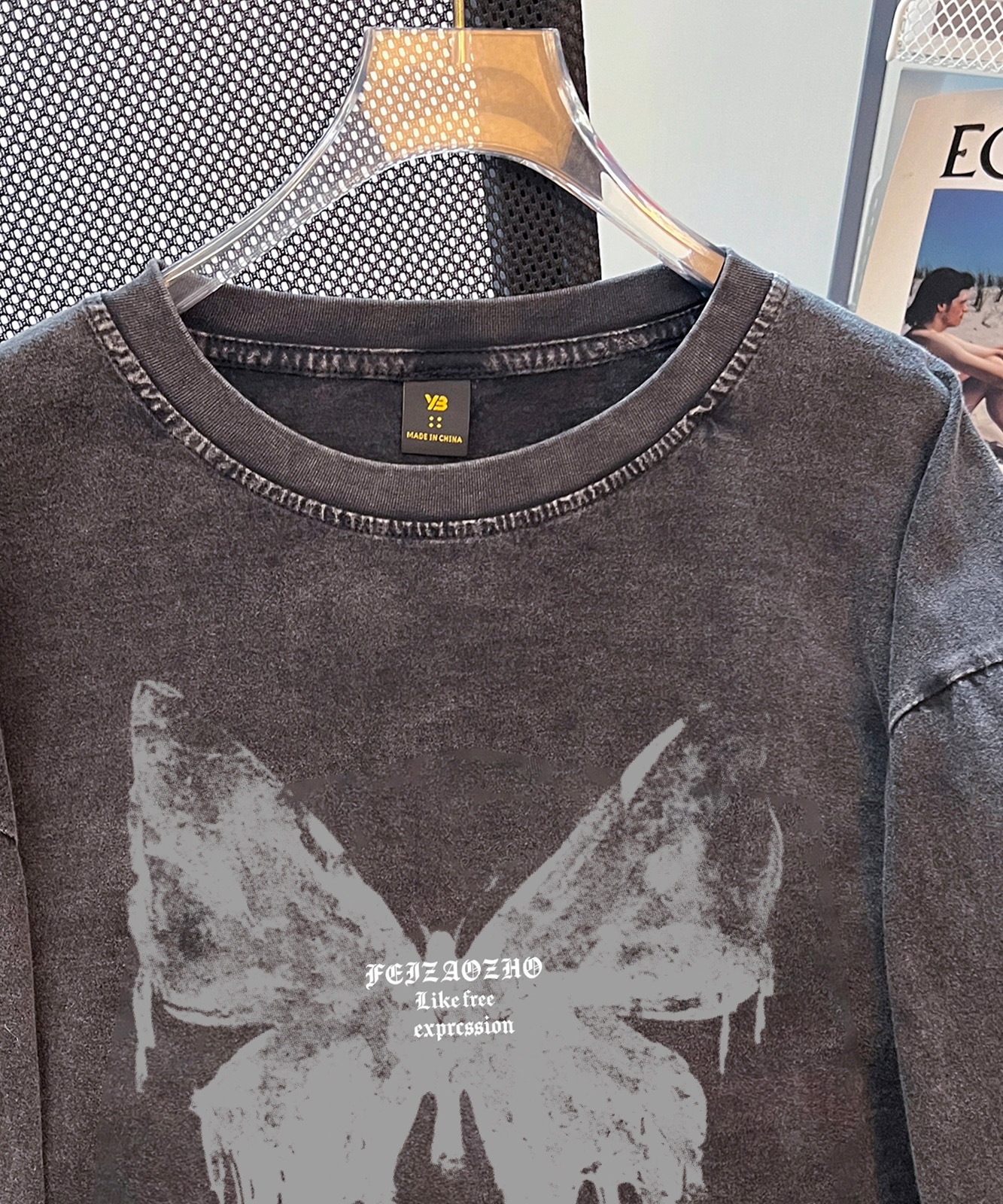 DEVICE select ジャンキープリント ピグメント ロンT 古着風 ロングスリーブTシャツ メンズ レディース 秋服