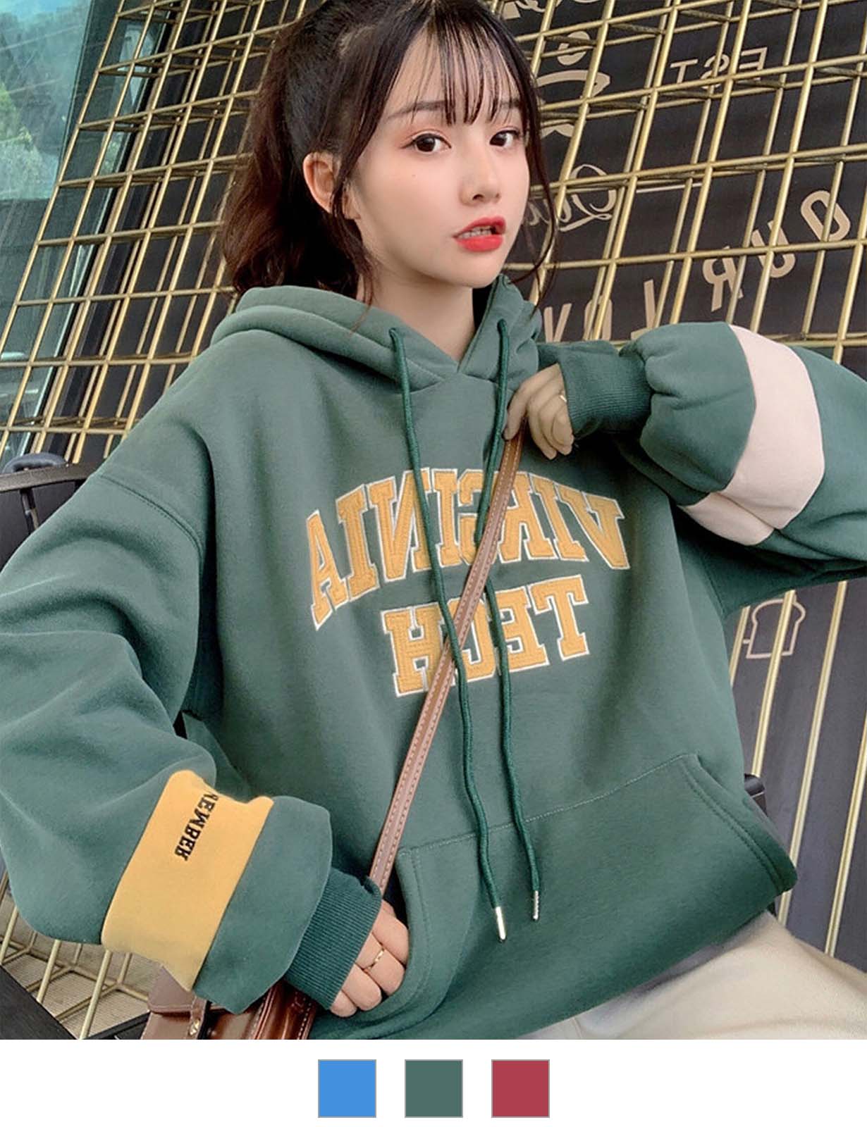 DEVICE select 韓国風ビッグシルエット カレッジロゴ ルーズパーカー メンズ レディース