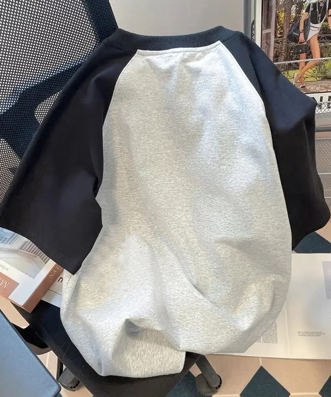 DEVICE select 猫ミーム キャット Y2K ロゴ グラフィック ルーズ ラグラン Tシャツ ノームコア メンズ レディース