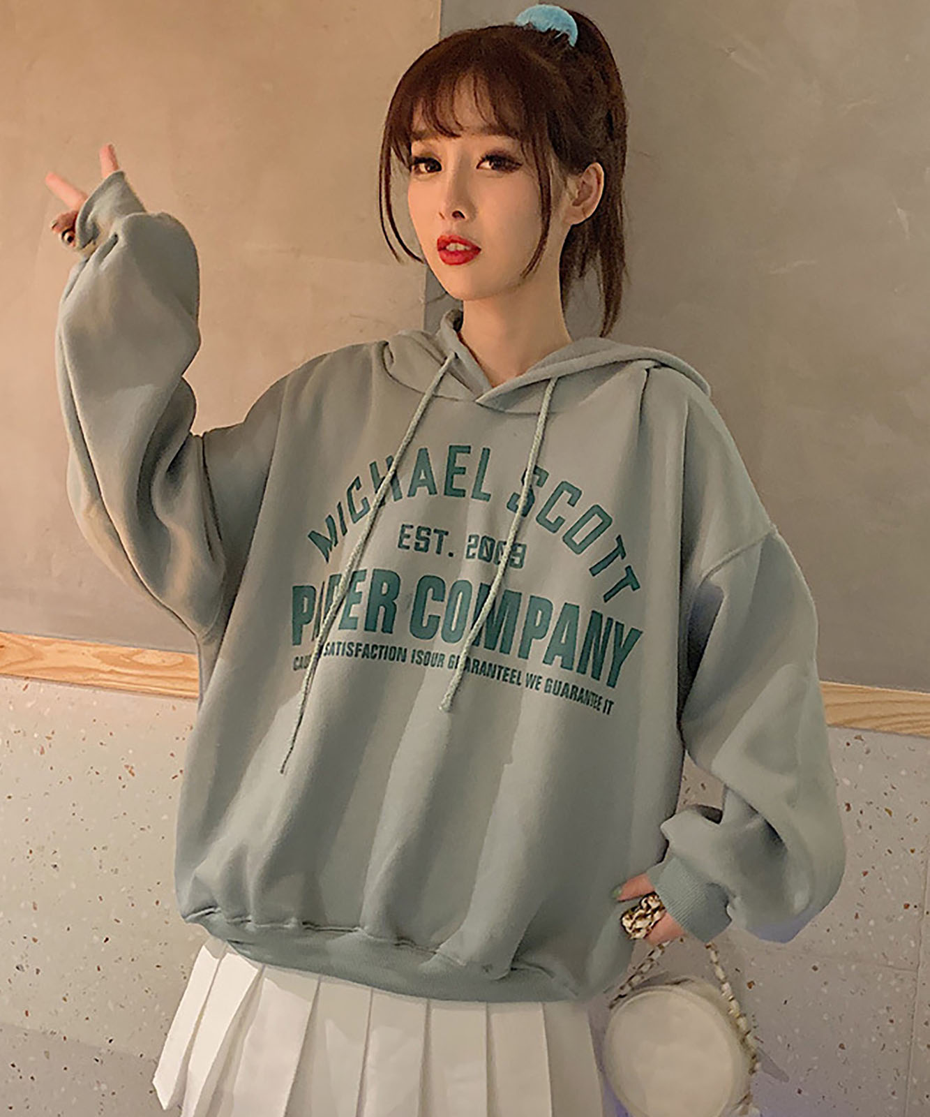 DEVICE select フリースオーバーサイズ カレッジロゴルーズパーカー メンズ レディース