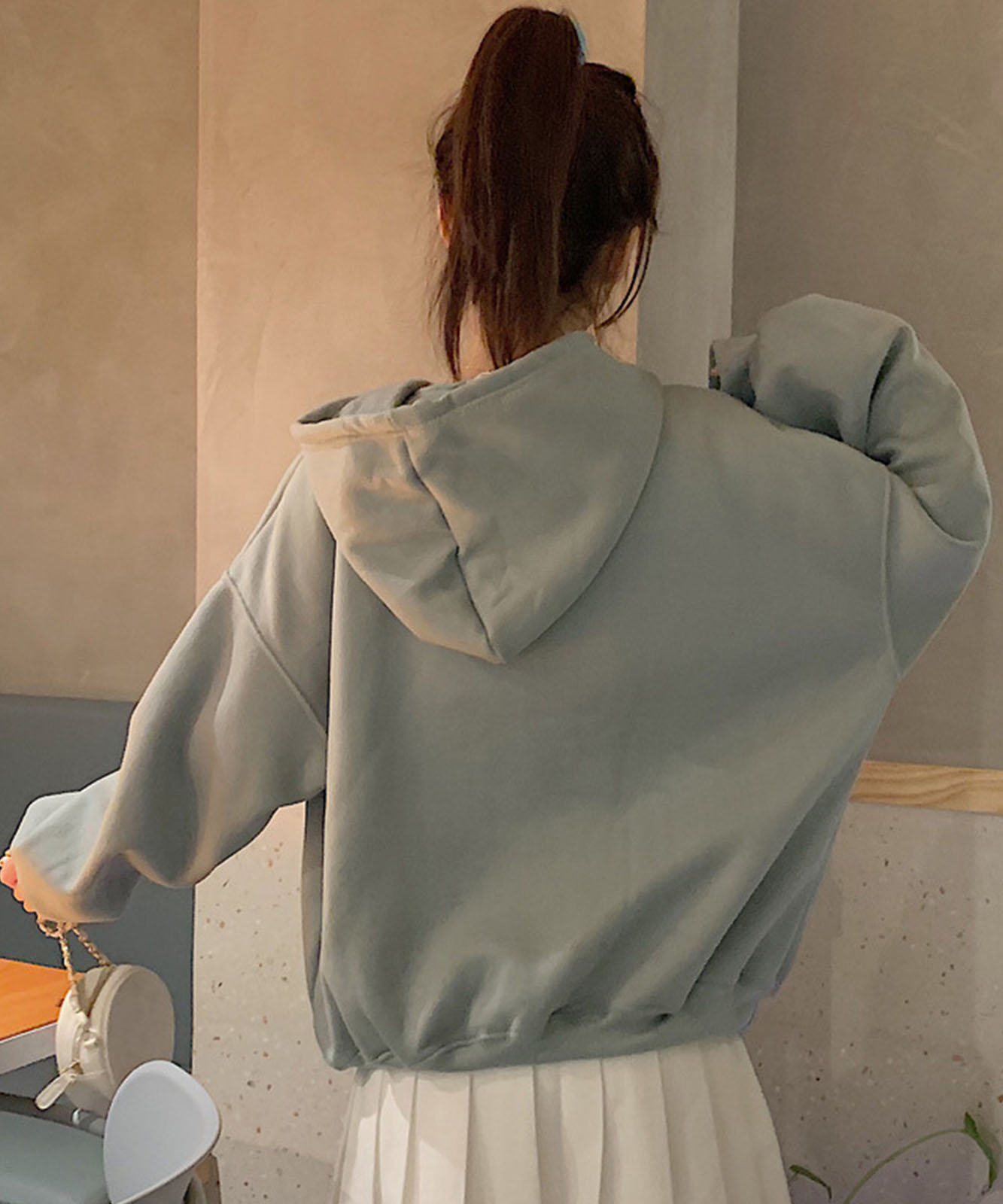 DEVICE select フリースオーバーサイズ カレッジロゴルーズパーカー メンズ レディース