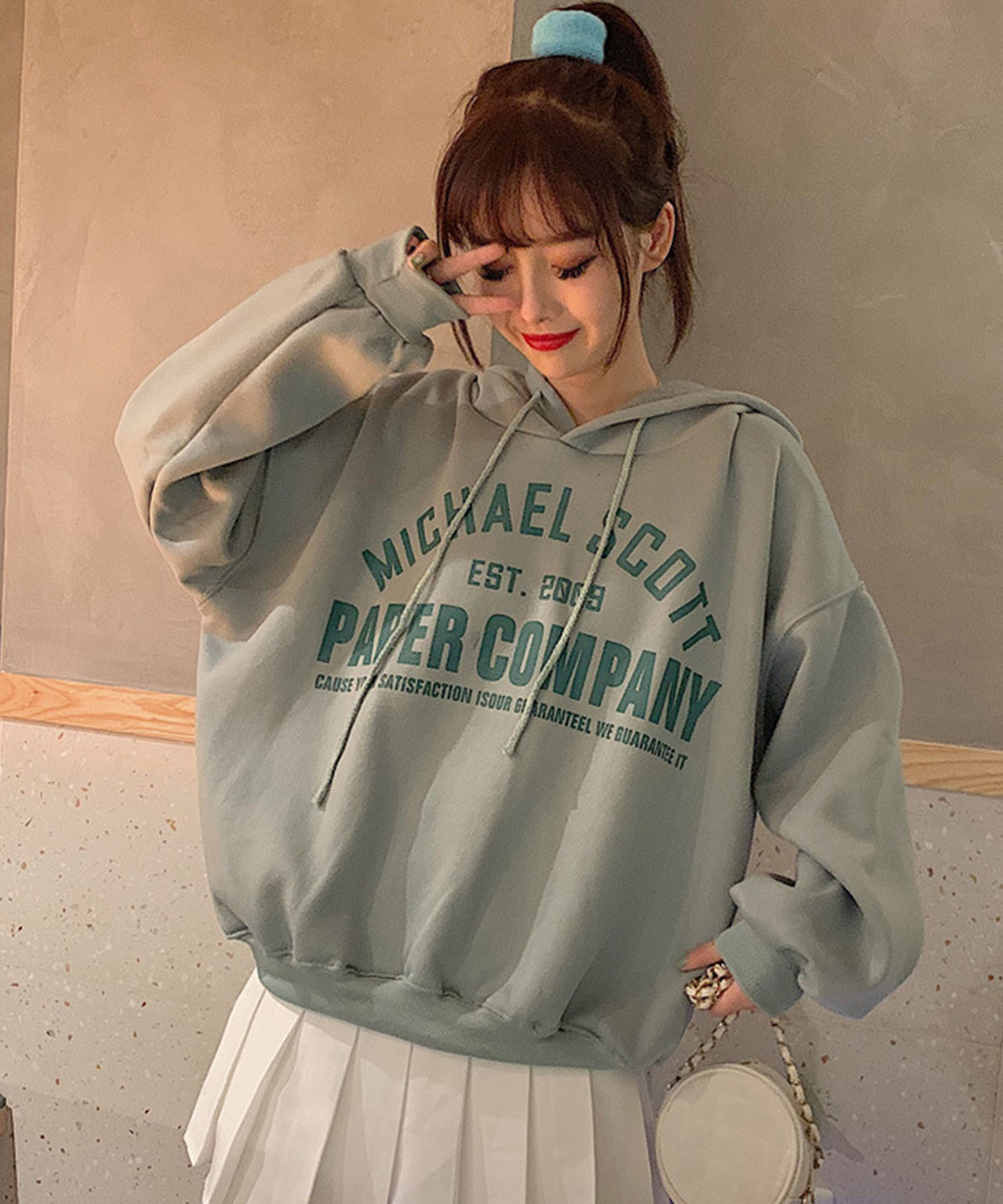 DEVICE select フリースオーバーサイズ カレッジロゴルーズパーカー メンズ レディース