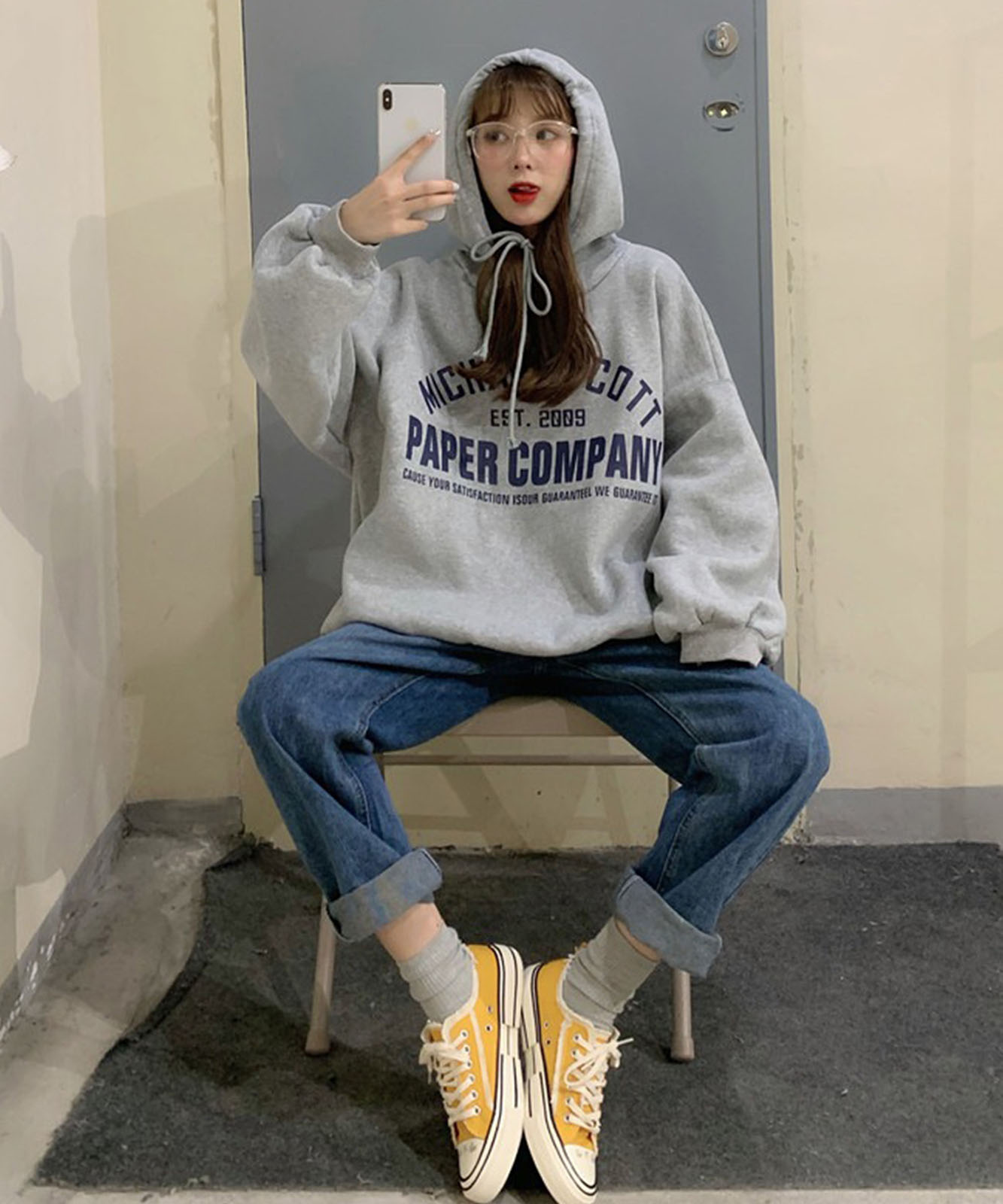 DEVICE select フリースオーバーサイズ カレッジロゴルーズパーカー メンズ レディース