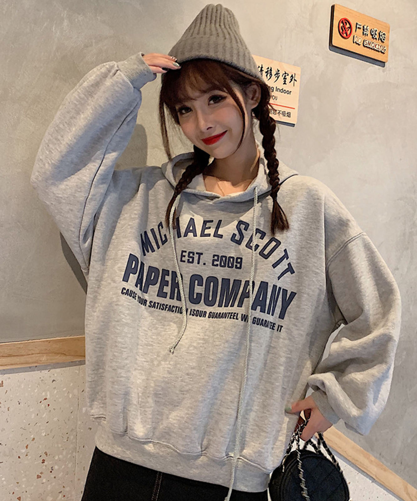 DEVICE select フリースオーバーサイズ カレッジロゴルーズパーカー メンズ レディース