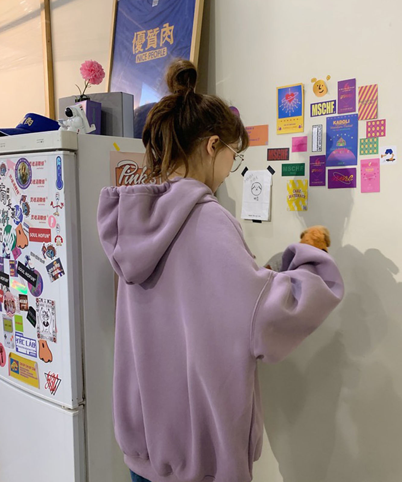 DEVICE select フリースオーバーサイズ カレッジロゴルーズパーカー メンズ レディース