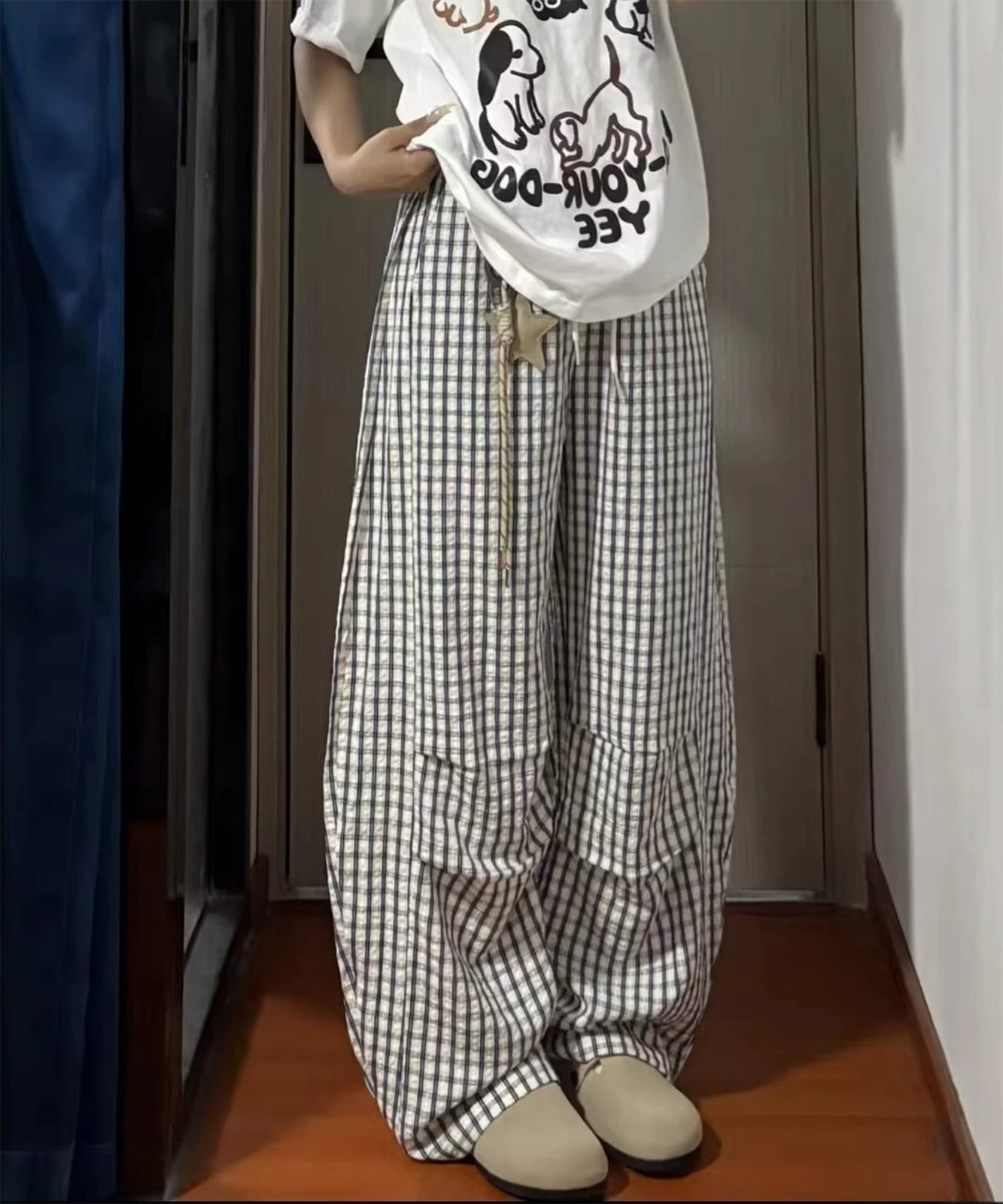 【 DEVICE select 】 ギンガムチェック バルーンパンツ ワイドパンツ イージーパンツ オーバーサイズ 韓国 ストリート Y2K メンズ レディース ユニセックス TA1721Z