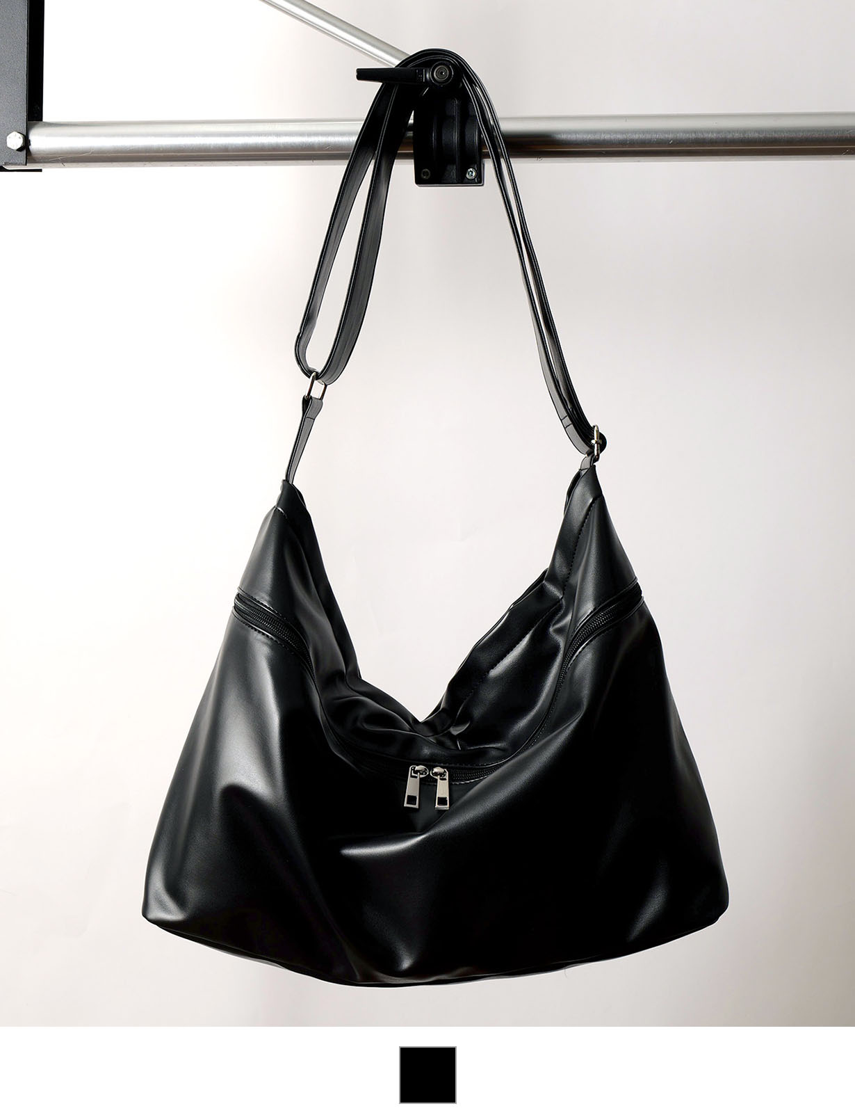 DEVICE ジップデザイン ルーズ マンメイドレザー ショルダーバッグ フェイクレザー メンズ レディース