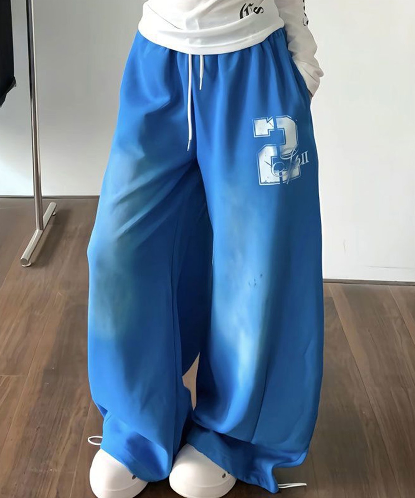 【 DEVICE select 】 ナンバリングプリント バルーン スウェットパンツ ワイドパンツ イージーパンツ 韓国 ストリート Y2K メンズ レディース ユニセックス TA1723Z