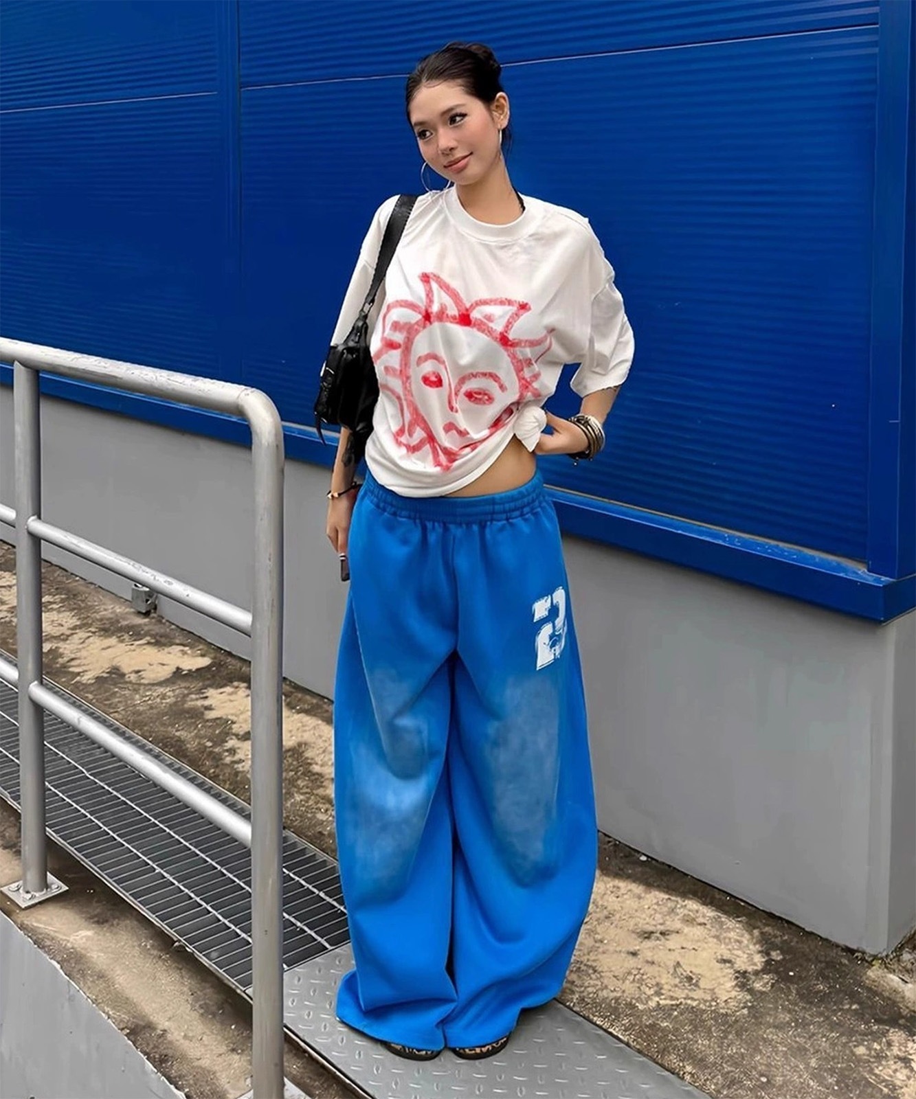 【 DEVICE select 】 ナンバリングプリント バルーン スウェットパンツ ワイドパンツ イージーパンツ 韓国 ストリート Y2K メンズ レディース ユニセックス TA1723Z