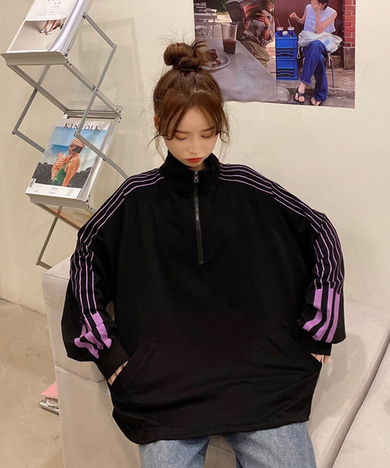 DEVICE select ハーフジップ シンプルライン ジャージ トラックジャケット メンズ レディース ユニセックス