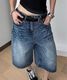 【 DEVICE select 】 ヴィンテージ加工 バギー デニム ハーフパンツ ワイドショーツ ショートパンツ 膝下 Y2K 韓国 ストリート メンズ レディース ユニセックス TA1724Z