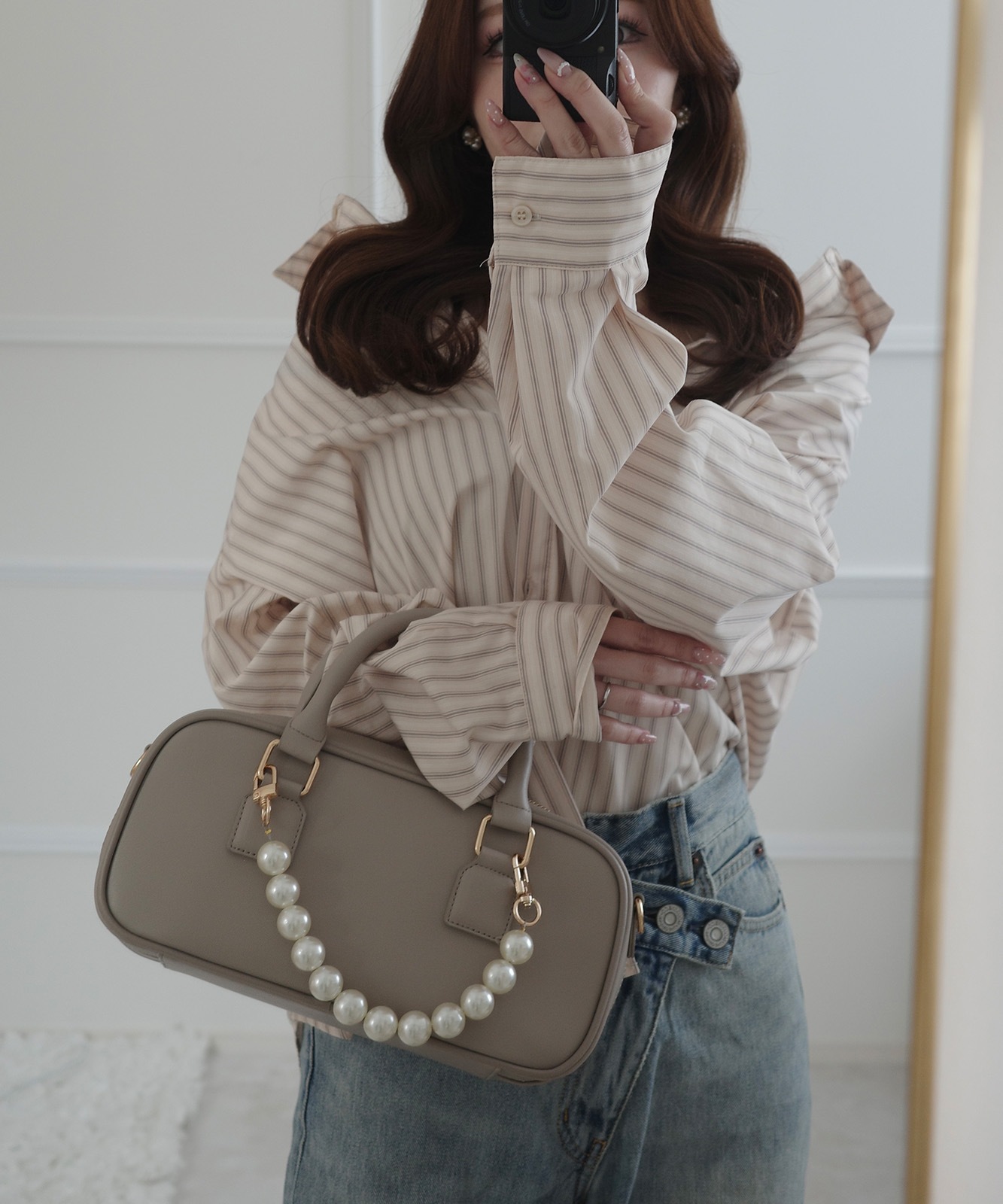 【 REAIMER 】 パールチャーム付き 2WAY ミニボストン ショルダーバッグ レディース ハンドバッグ 斜めがけ セレモニー オケージョン MBG26056