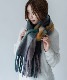 DEVICE select マルチカラー チェック ボリューム フリンジ ボリュームマフラー マフラー ストール メンズ レディース 秋服 冬服