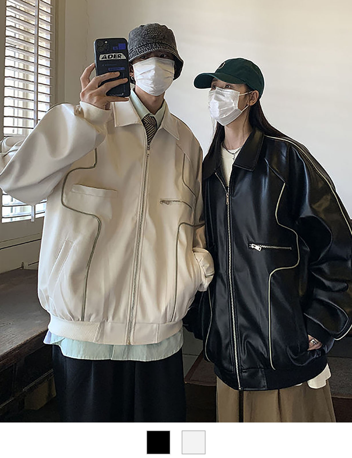 DEVICE select オーバーサイズ フェイクレザー ブルゾン メンズ レディース ユニセックス