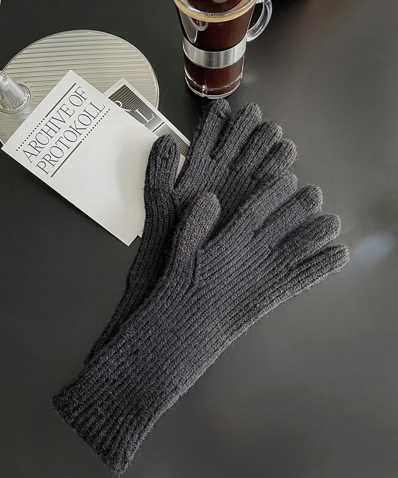 DEVICE select 【スマホ対応】 リブ ニット ホールタッチ シンプル 無地 手袋 メンズ レディース 秋服 冬服