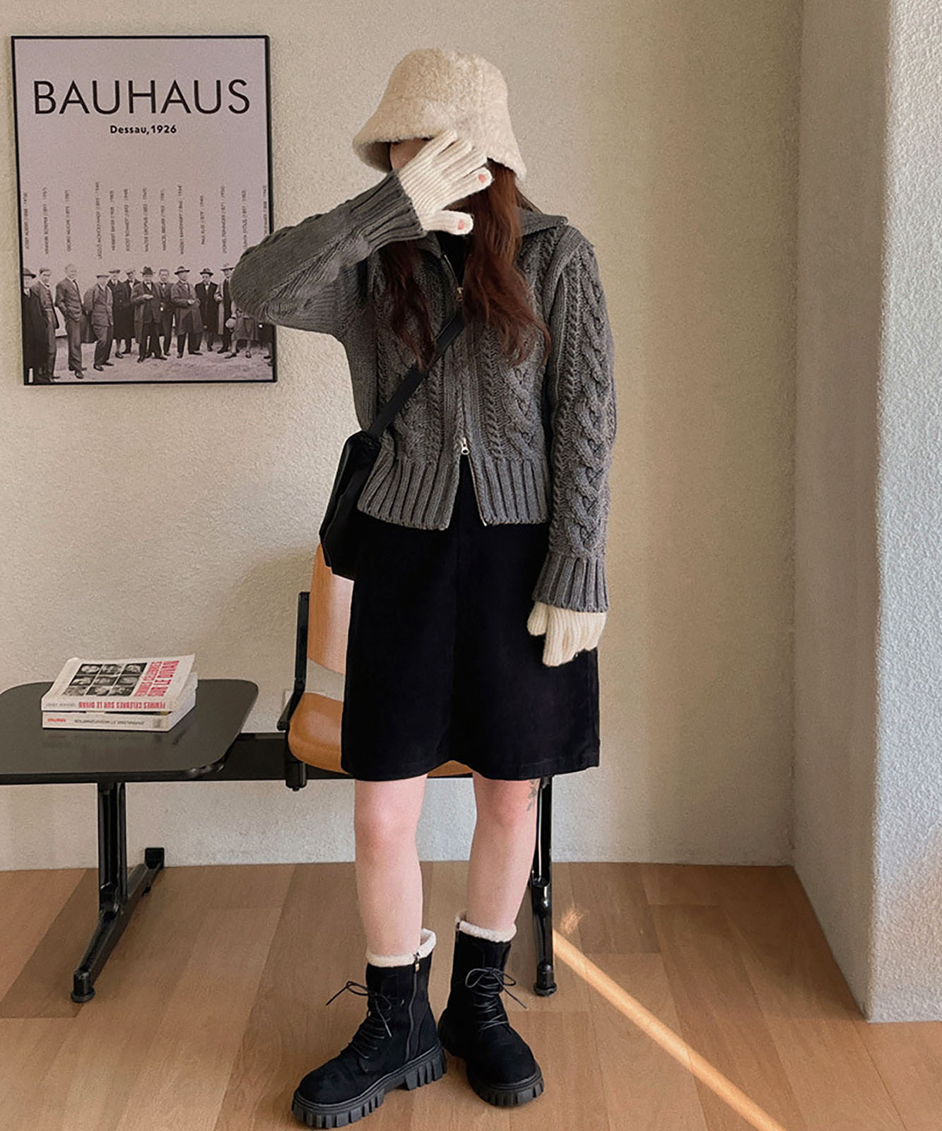 DEVICE select 【スマホ対応】 リブ ニット ホールタッチ シンプル 無地 手袋 メンズ レディース 秋服 冬服