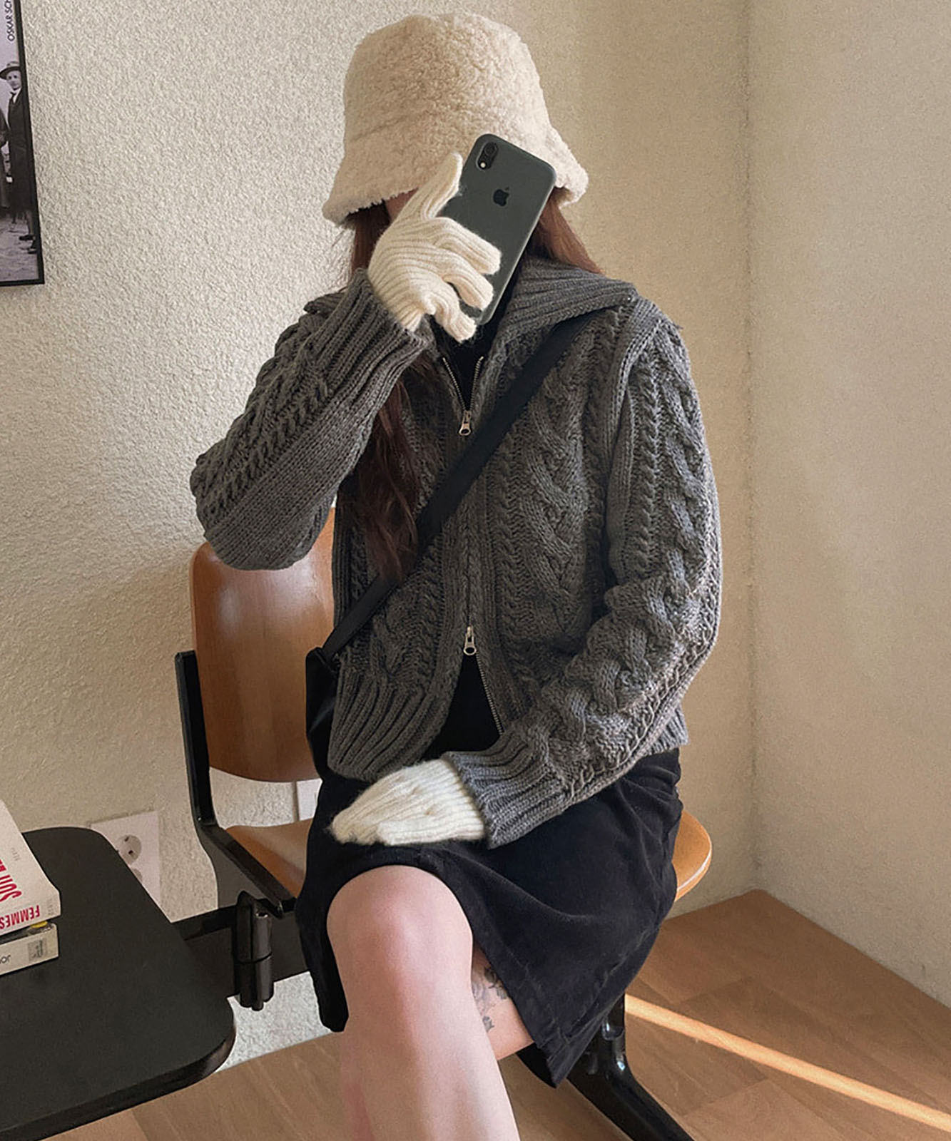 DEVICE select 【スマホ対応】 リブ ニット ホールタッチ シンプル 無地 手袋 メンズ レディース 秋服 冬服