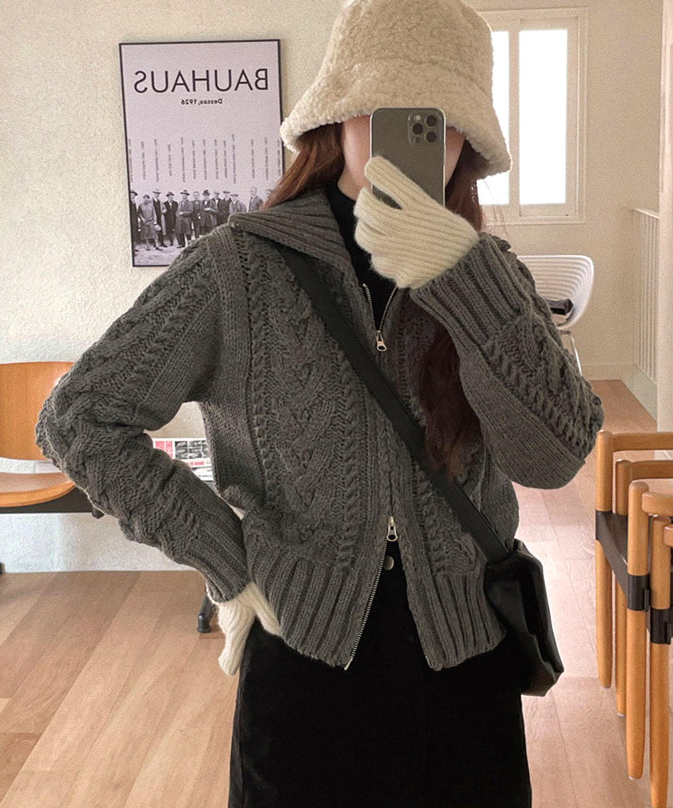 DEVICE select 【スマホ対応】 リブ ニット ホールタッチ シンプル 無地 手袋 メンズ レディース 秋服 冬服