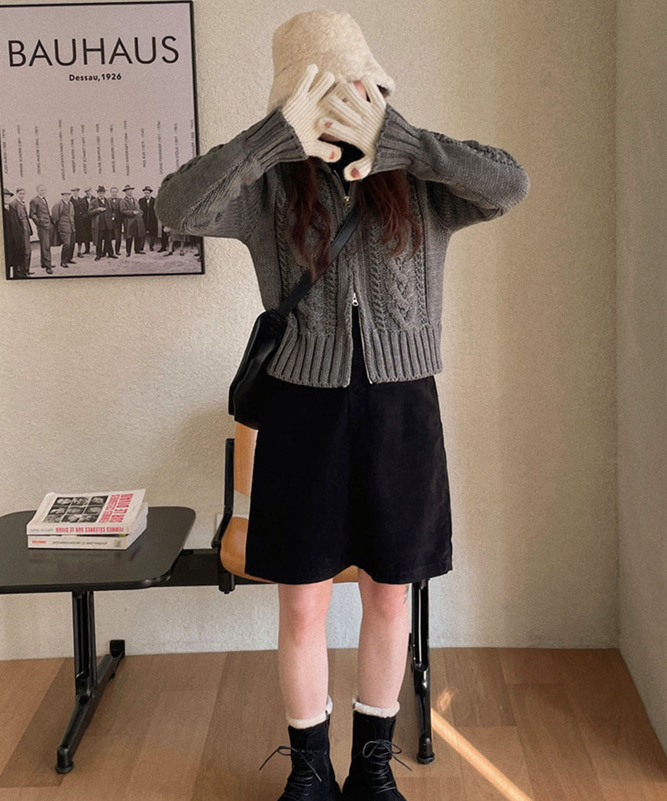 DEVICE select 【スマホ対応】 リブ ニット ホールタッチ シンプル 無地 手袋 メンズ レディース 秋服 冬服