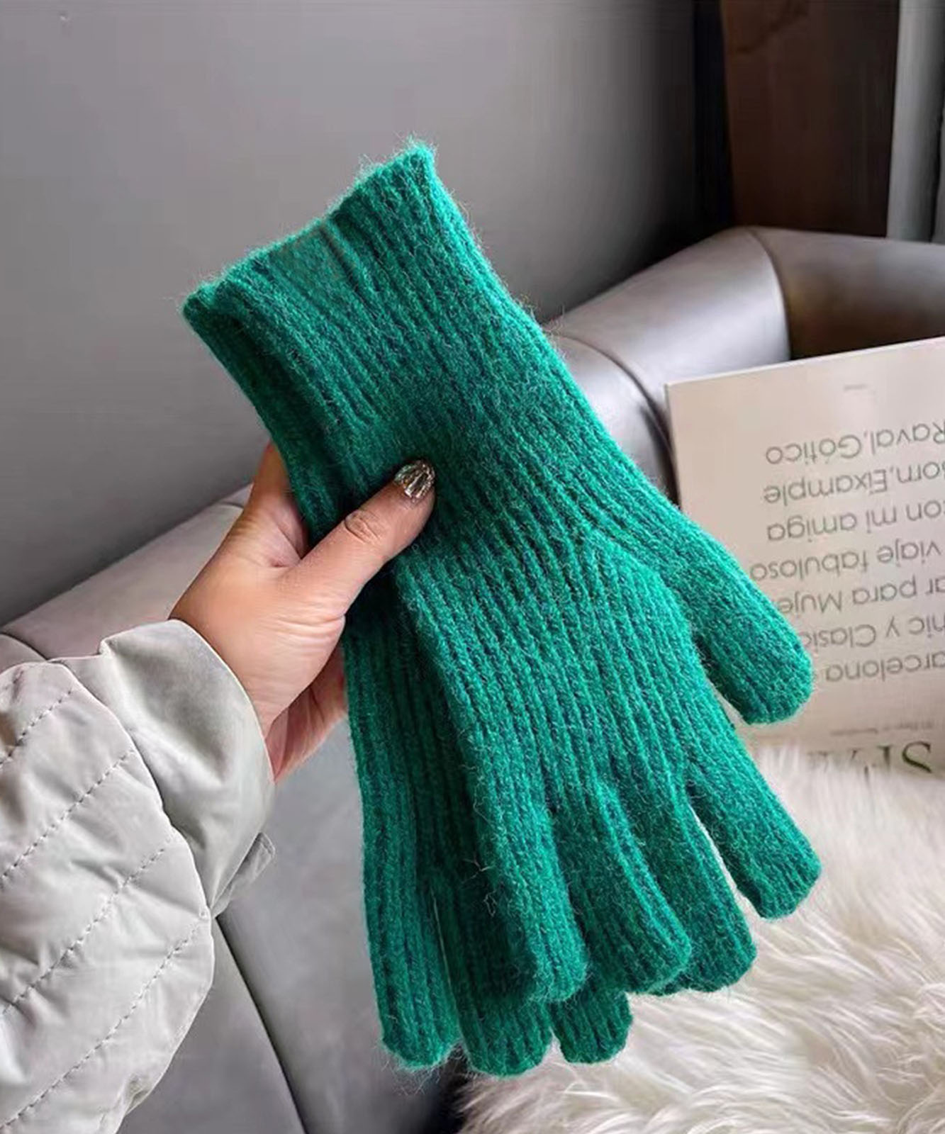 DEVICE select 【スマホ対応】 リブ ニット ホールタッチ シンプル 無地 手袋 メンズ レディース 秋服 冬服