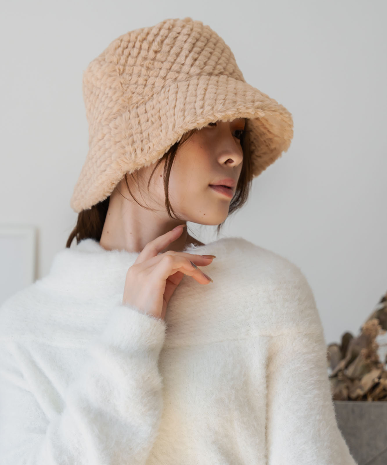 DEVICE select もこもこ ファー ボリューム バケットハット メンズ レディース 秋服 冬服