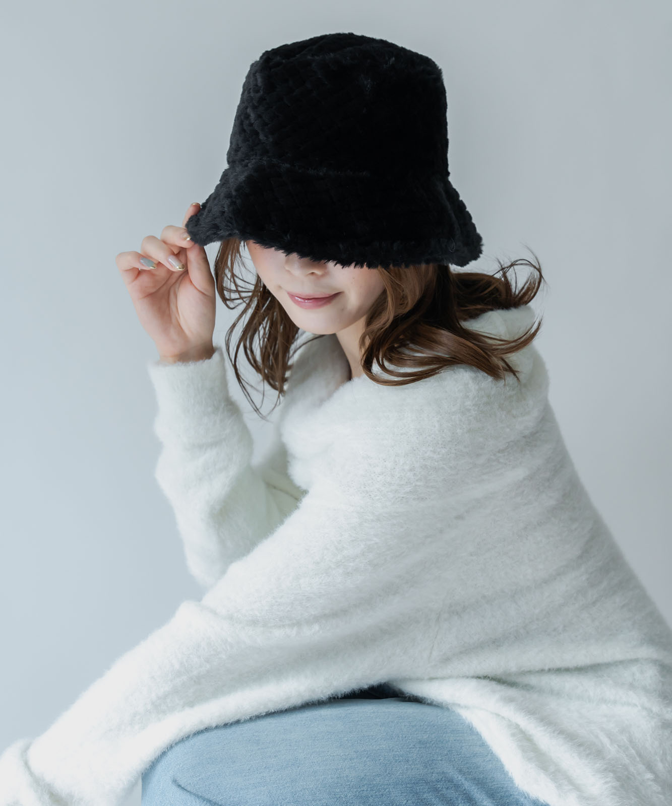 DEVICE select もこもこ ファー ボリューム バケットハット メンズ レディース 秋服 冬服