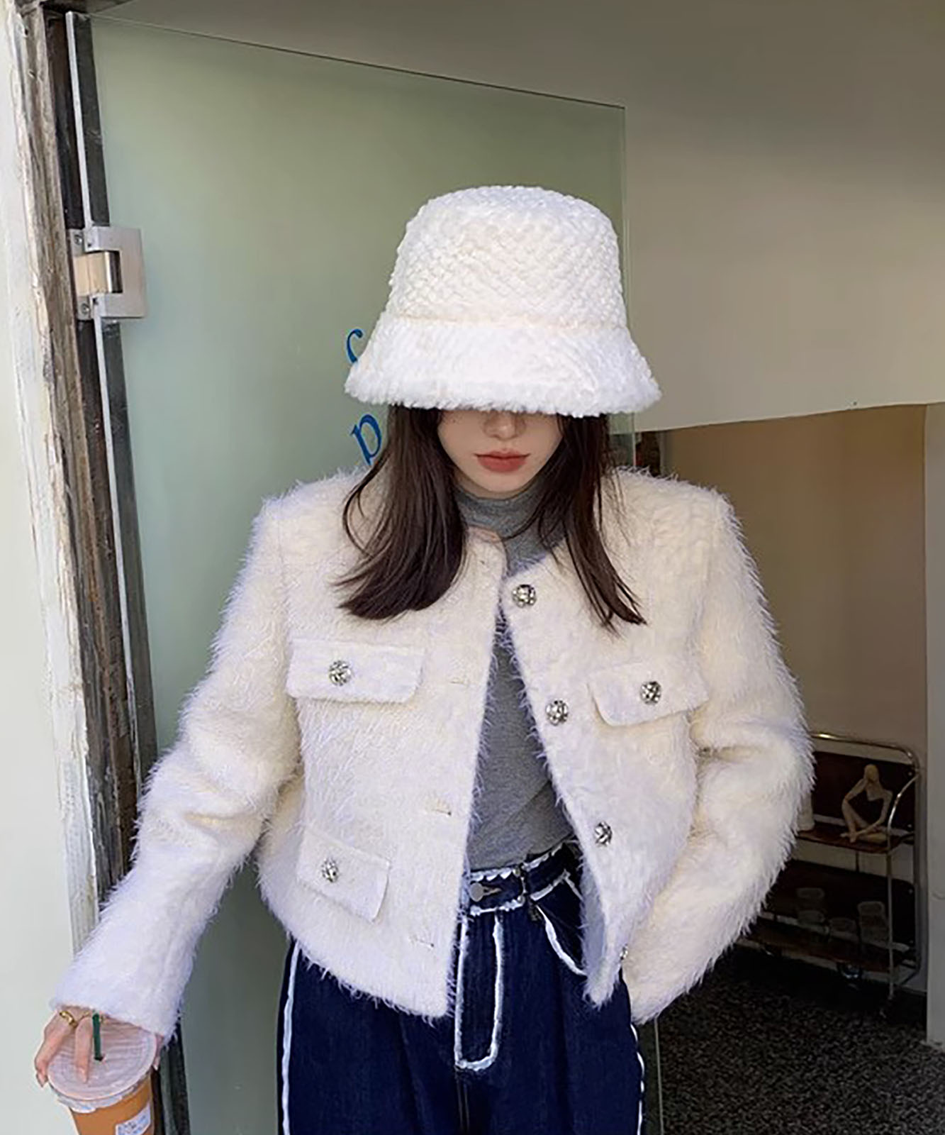 DEVICE select もこもこ ファー ボリューム バケットハット メンズ レディース 秋服 冬服