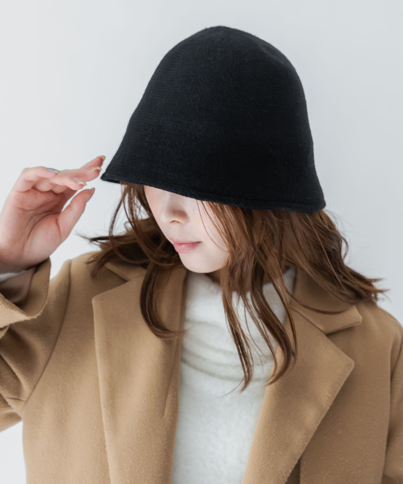 DEVICE select フェルト風 シンプル ニット クローシュハット バケットハット ノームコア メンズ レディース 秋服 冬服