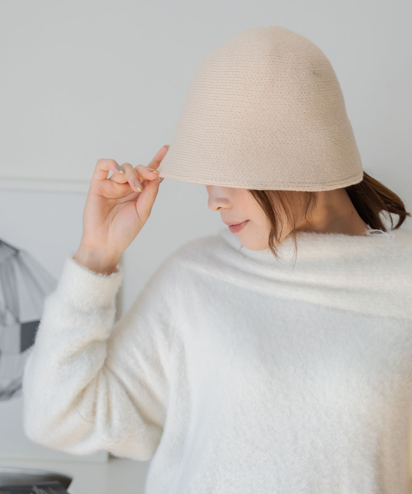 DEVICE select フェルト風 シンプル ニット クローシュハット バケットハット ノームコア メンズ レディース 秋服 冬服