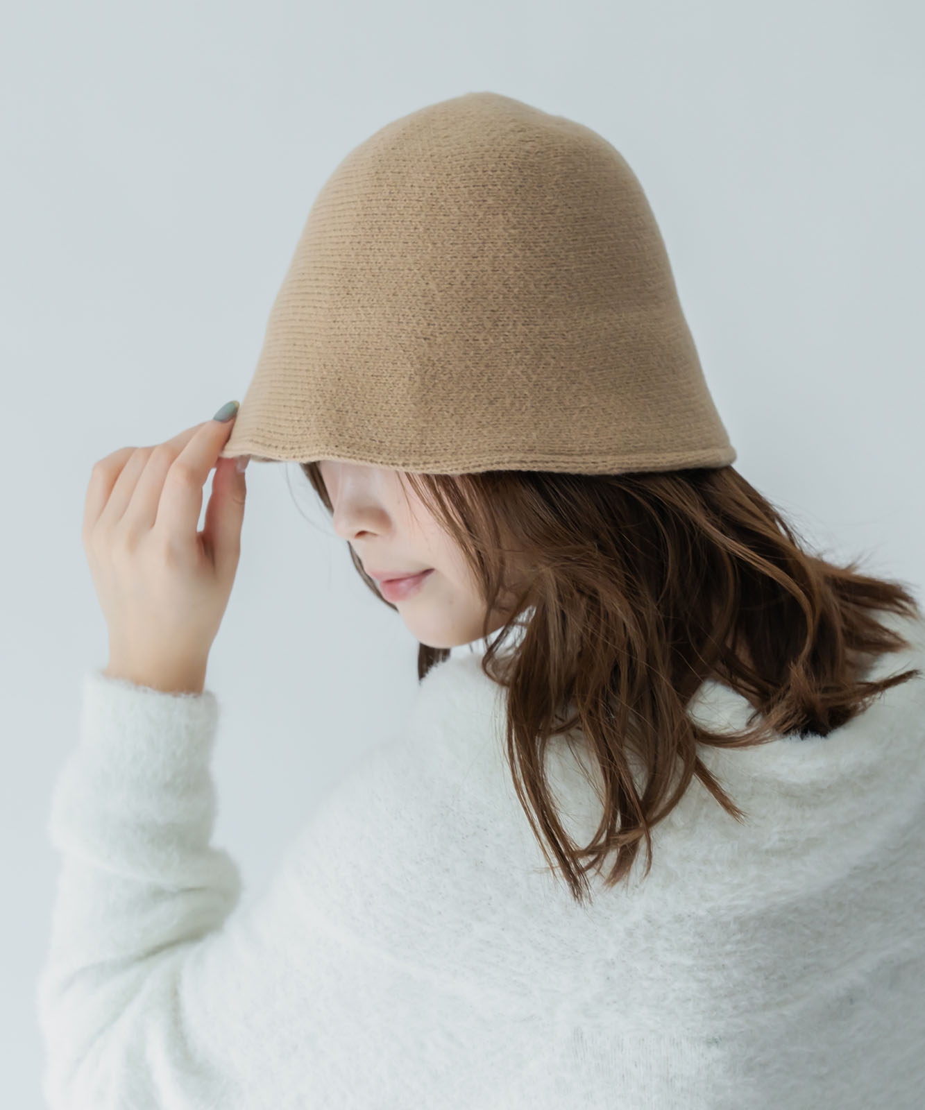 DEVICE select フェルト風 シンプル ニット クローシュハット バケットハット ノームコア メンズ レディース 秋服 冬服