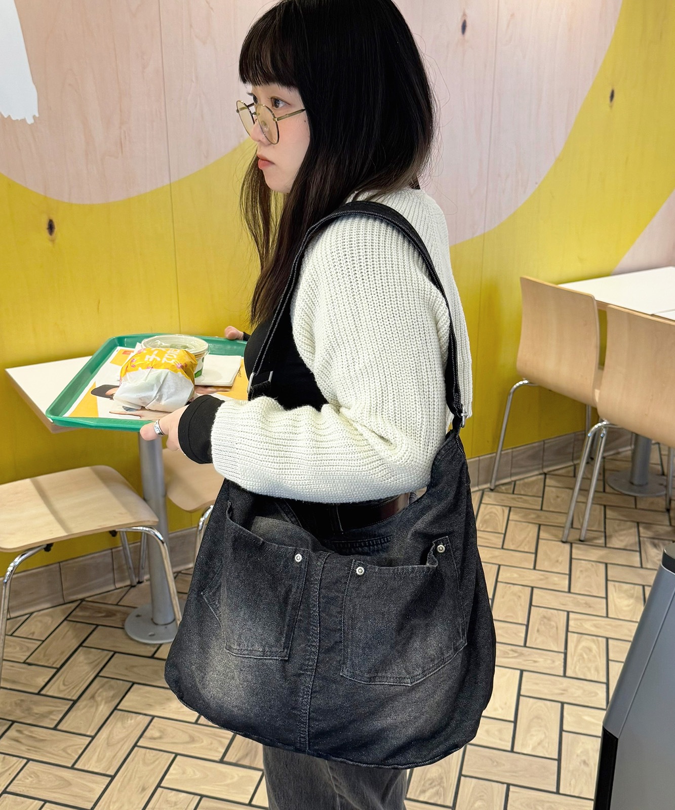 DEVICE ウォッシュ デニム ショルダーバッグ