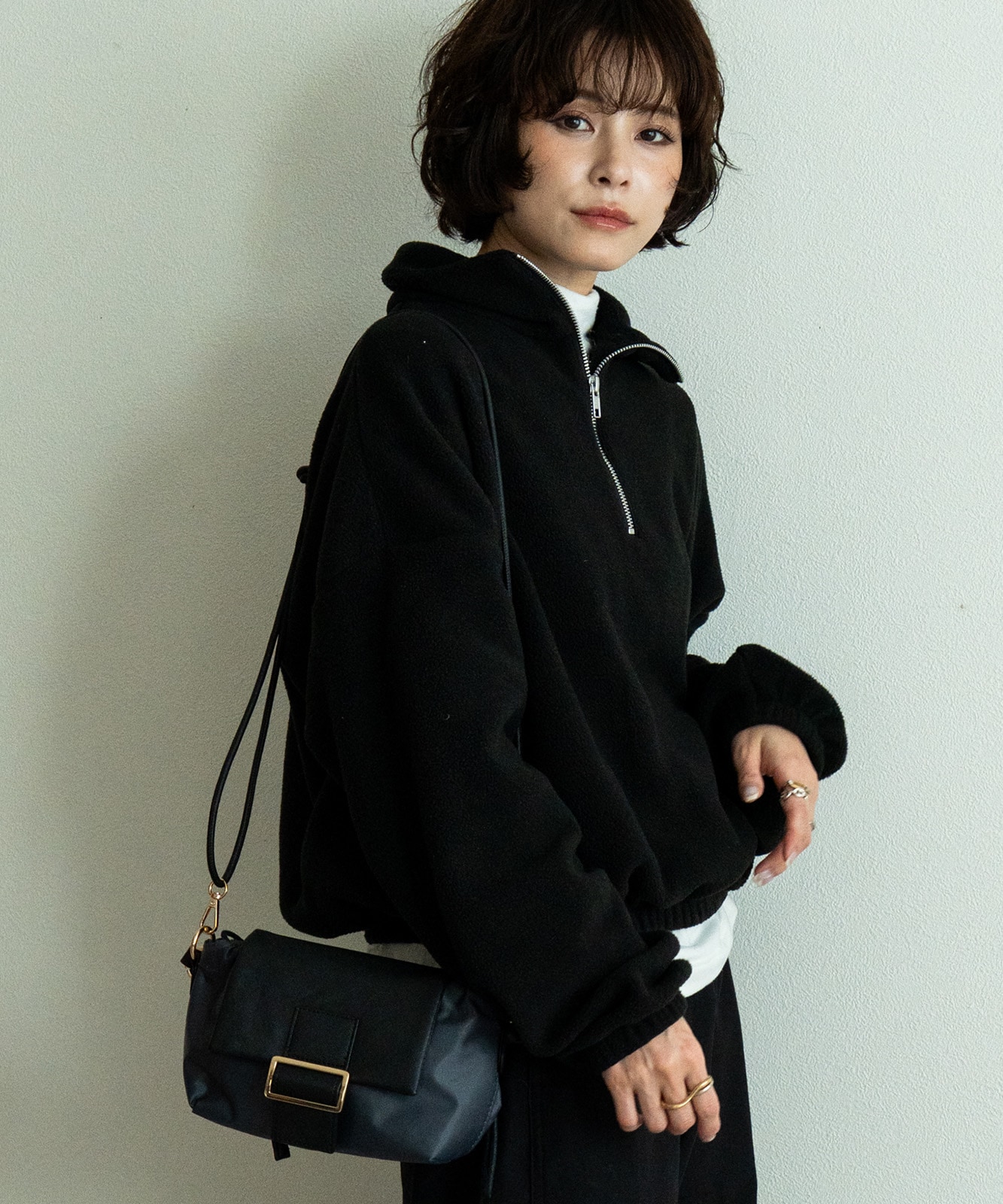 【 REAIMER 】 異素材 2WAY 巾着 ミニ ショルダーバッグ レディース フラップ 小さめ 軽量 斜めがけ ハンドバッグ 韓国 MSN25036