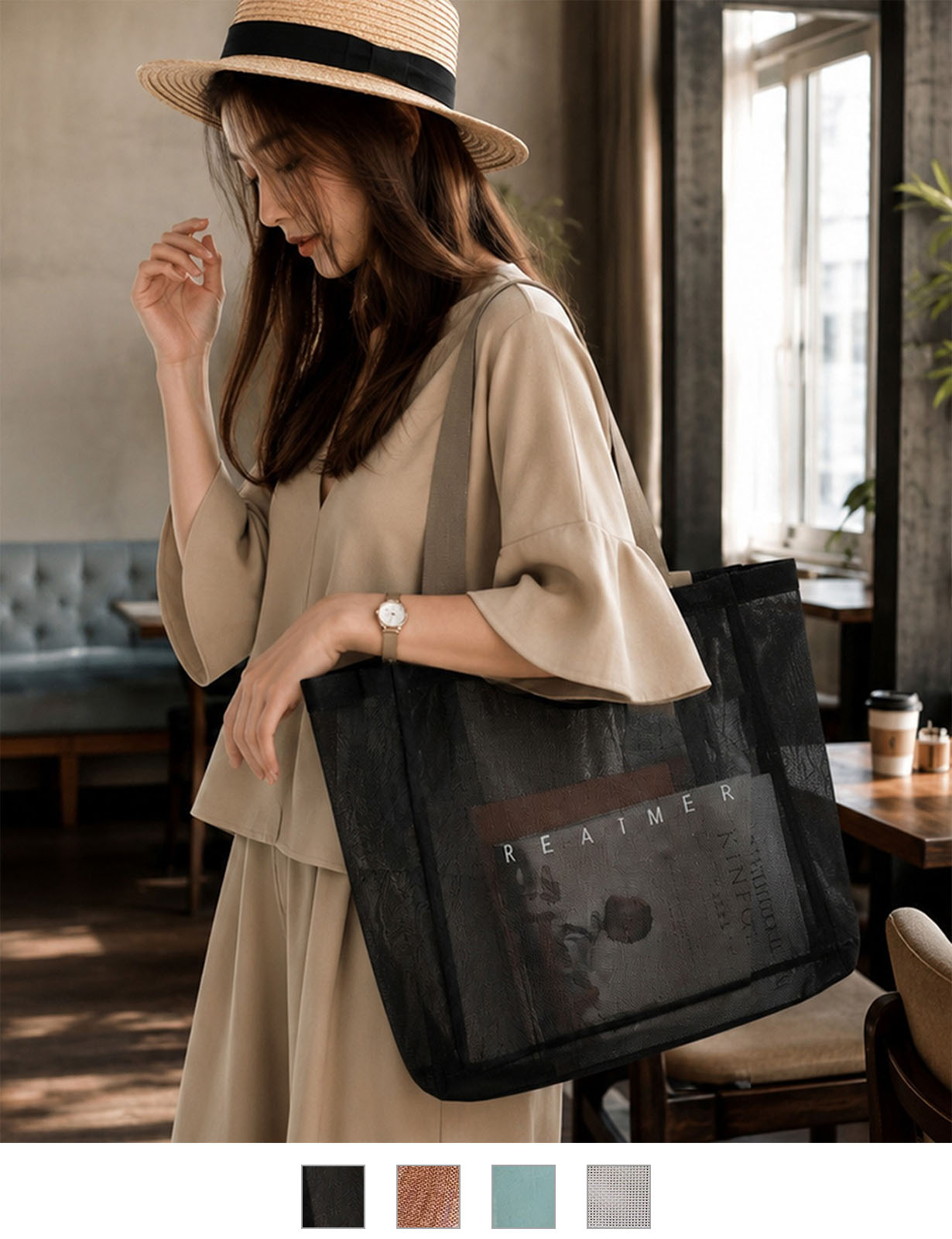【 REAIMER 】 メッシュバッグ トートバッグ 大容量 レディース 2WAY 軽量 プールバッグ ジム 推し活 旅行 レジャー MTP26030