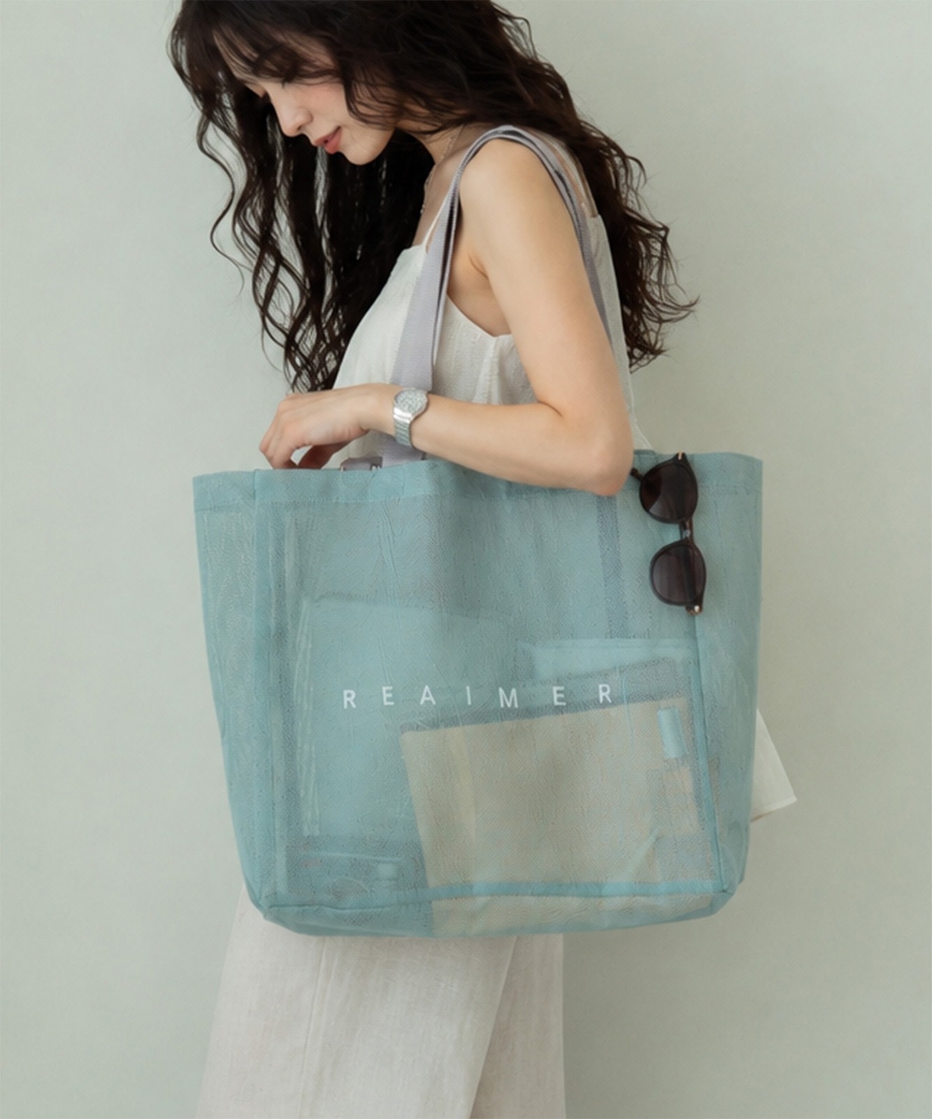 【 REAIMER 】 メッシュバッグ トートバッグ 大容量 レディース 2WAY 軽量 プールバッグ ジム 推し活 旅行 レジャー MTP26030