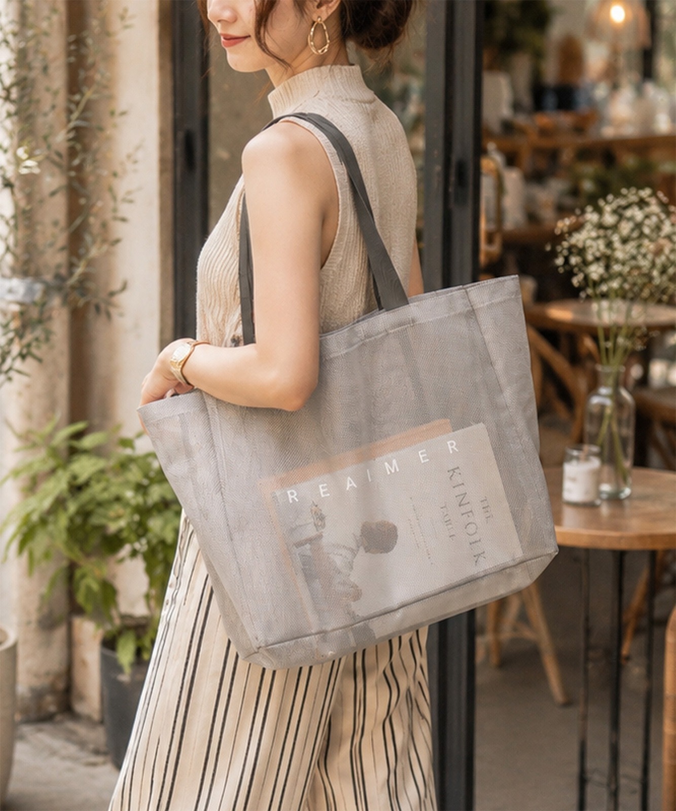 【 REAIMER 】 メッシュバッグ トートバッグ 大容量 レディース 2WAY 軽量 プールバッグ ジム 推し活 旅行 レジャー MTP26030