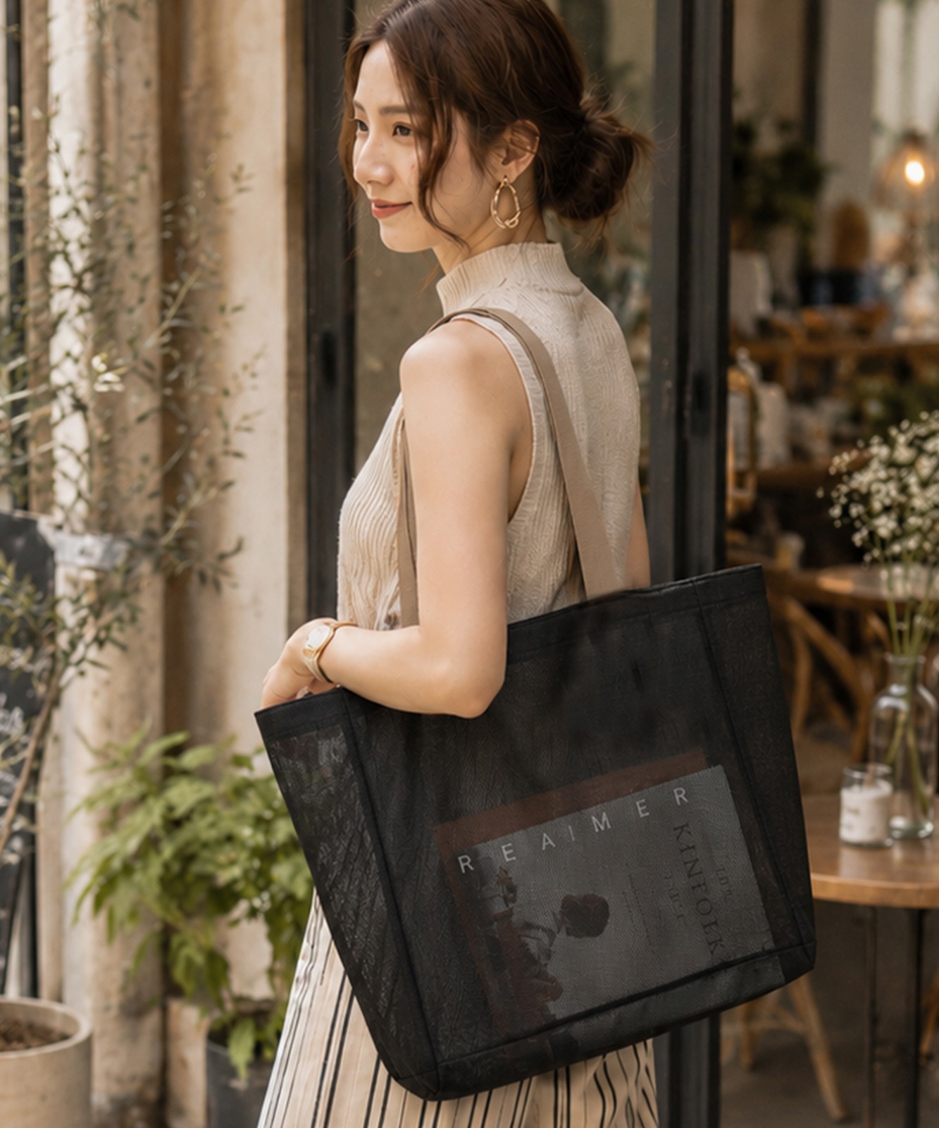【 REAIMER 】 メッシュバッグ トートバッグ 大容量 レディース 2WAY 軽量 プールバッグ ジム 推し活 旅行 レジャー MTP26030