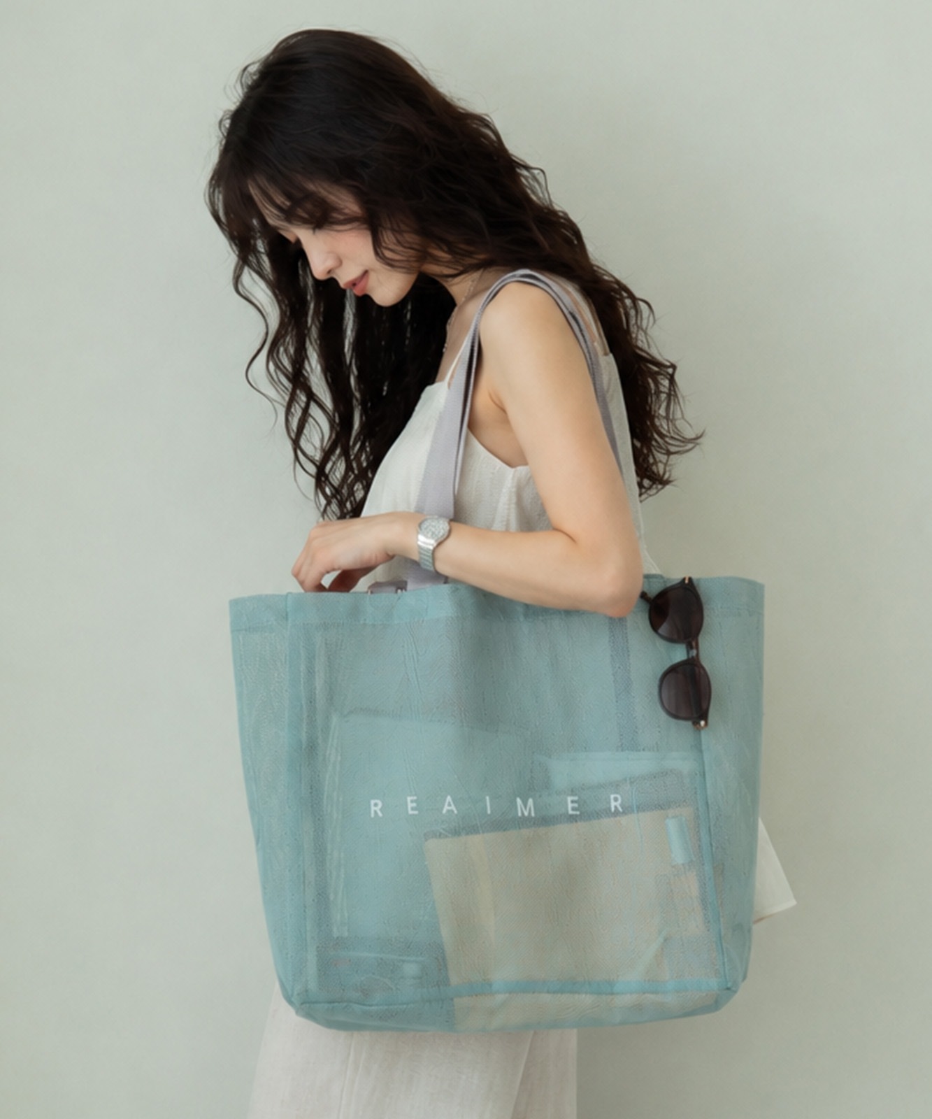 【 REAIMER 】 メッシュバッグ トートバッグ 大容量 レディース 2WAY 軽量 プールバッグ ジム 推し活 旅行 レジャー MTP26030