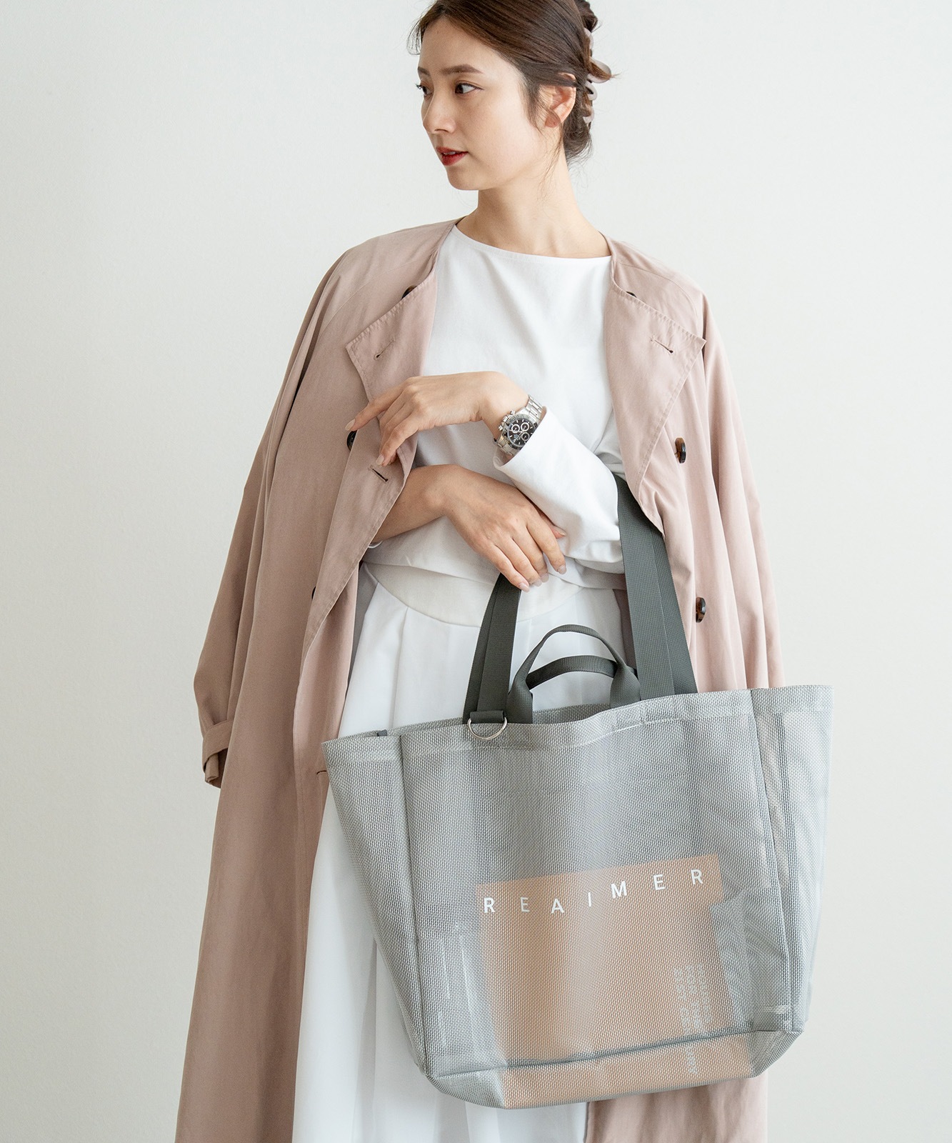 【 REAIMER 】 メッシュバッグ トートバッグ 大容量 レディース 2WAY 軽量 プールバッグ ジム 推し活 旅行 レジャー MTP26030