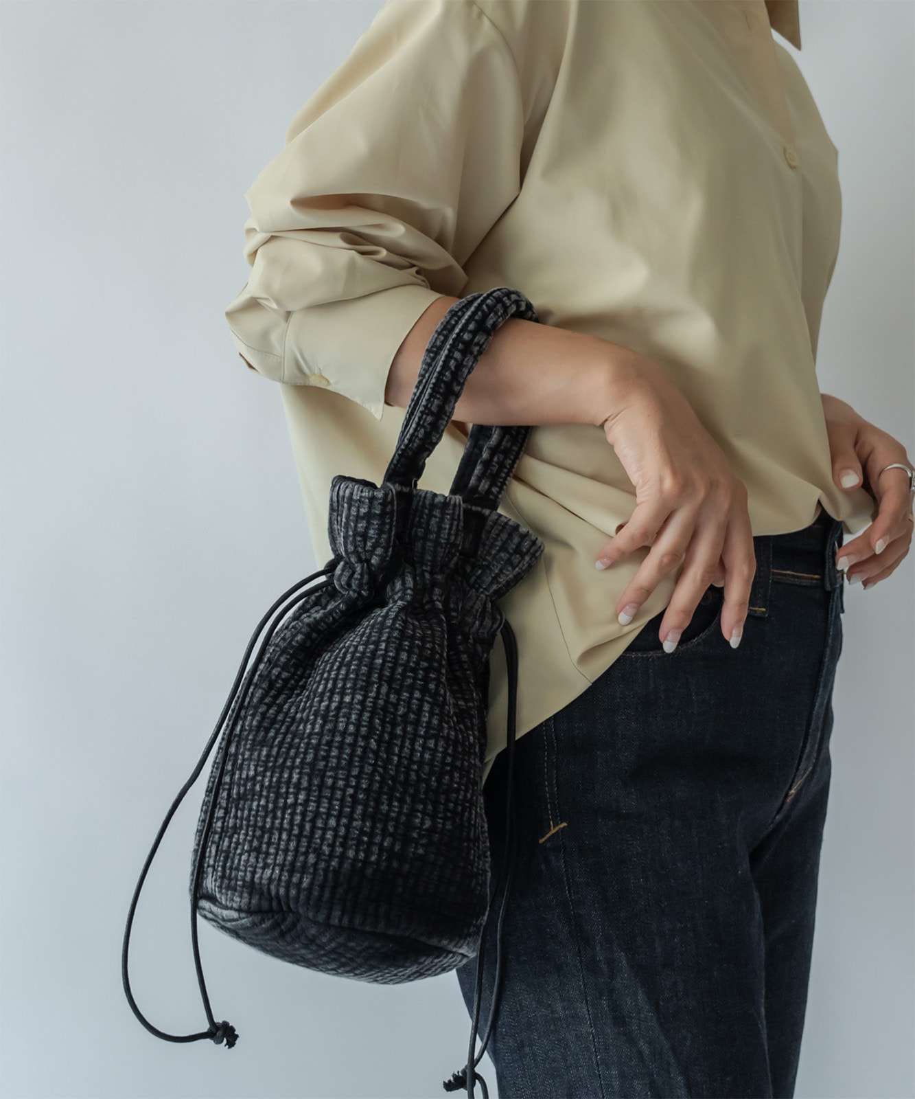 Rename ヌビ ミニ巾着バッグ ミニバッグ ハンドバッグ 丸洗いOK メンズ レディース