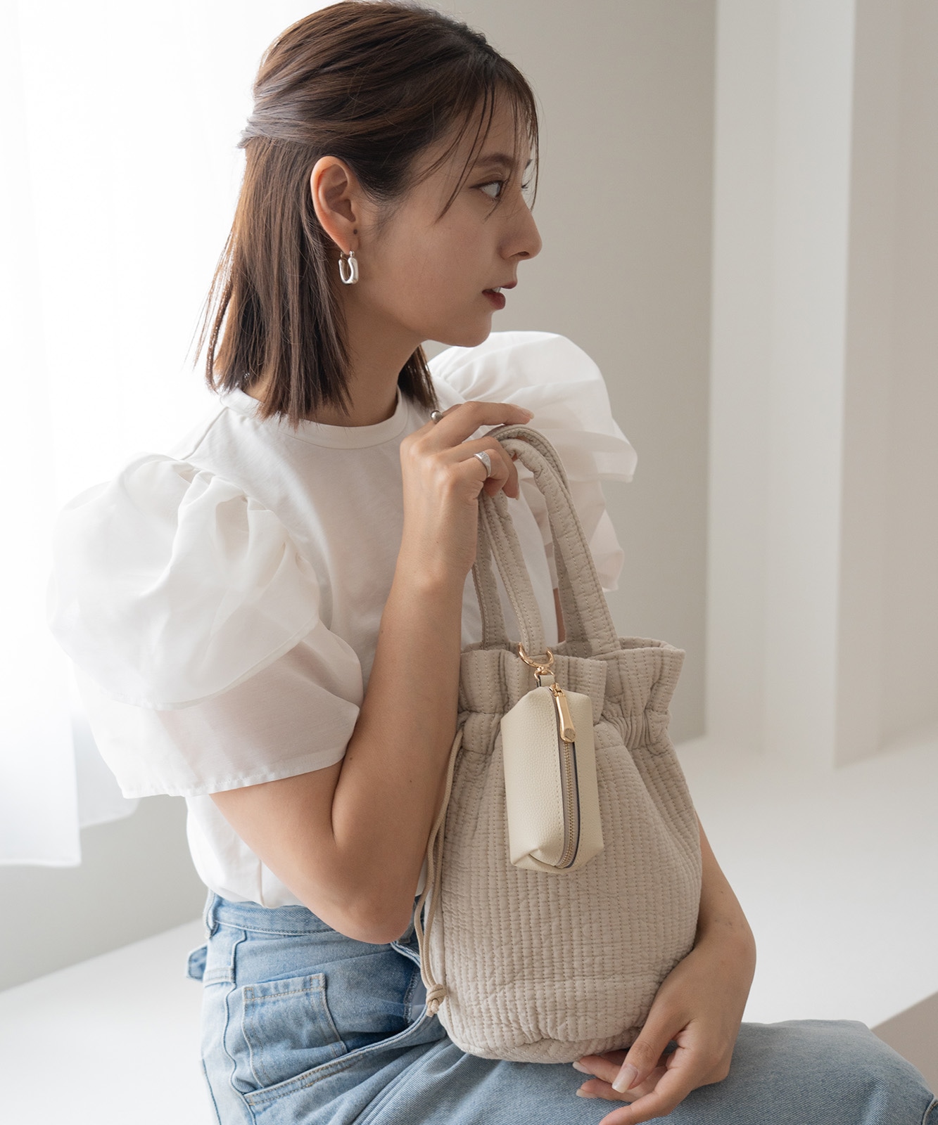 Rename ヌビ ミニ巾着バッグ ミニバッグ ハンドバッグ 丸洗いOK メンズ レディース