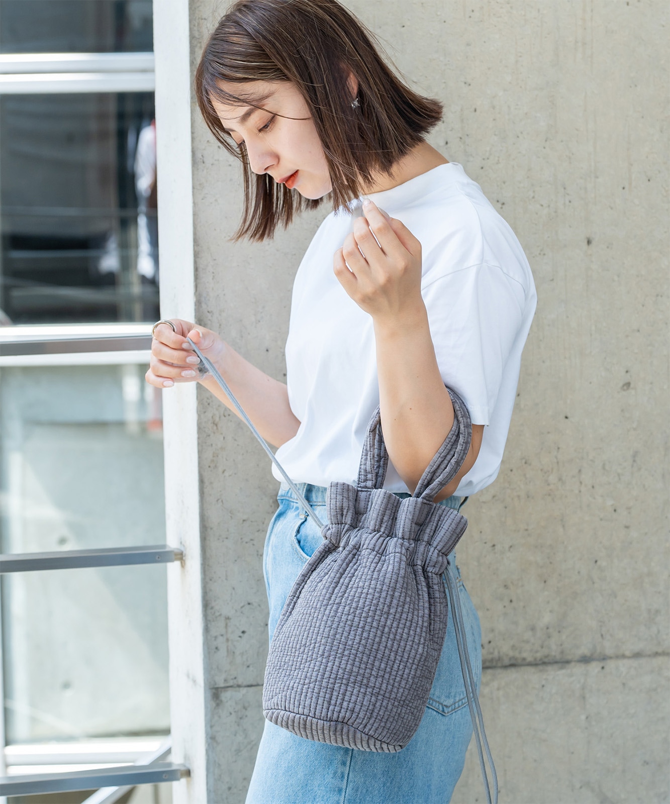 Rename ヌビ ミニ巾着バッグ ミニバッグ ハンドバッグ 丸洗いOK メンズ レディース