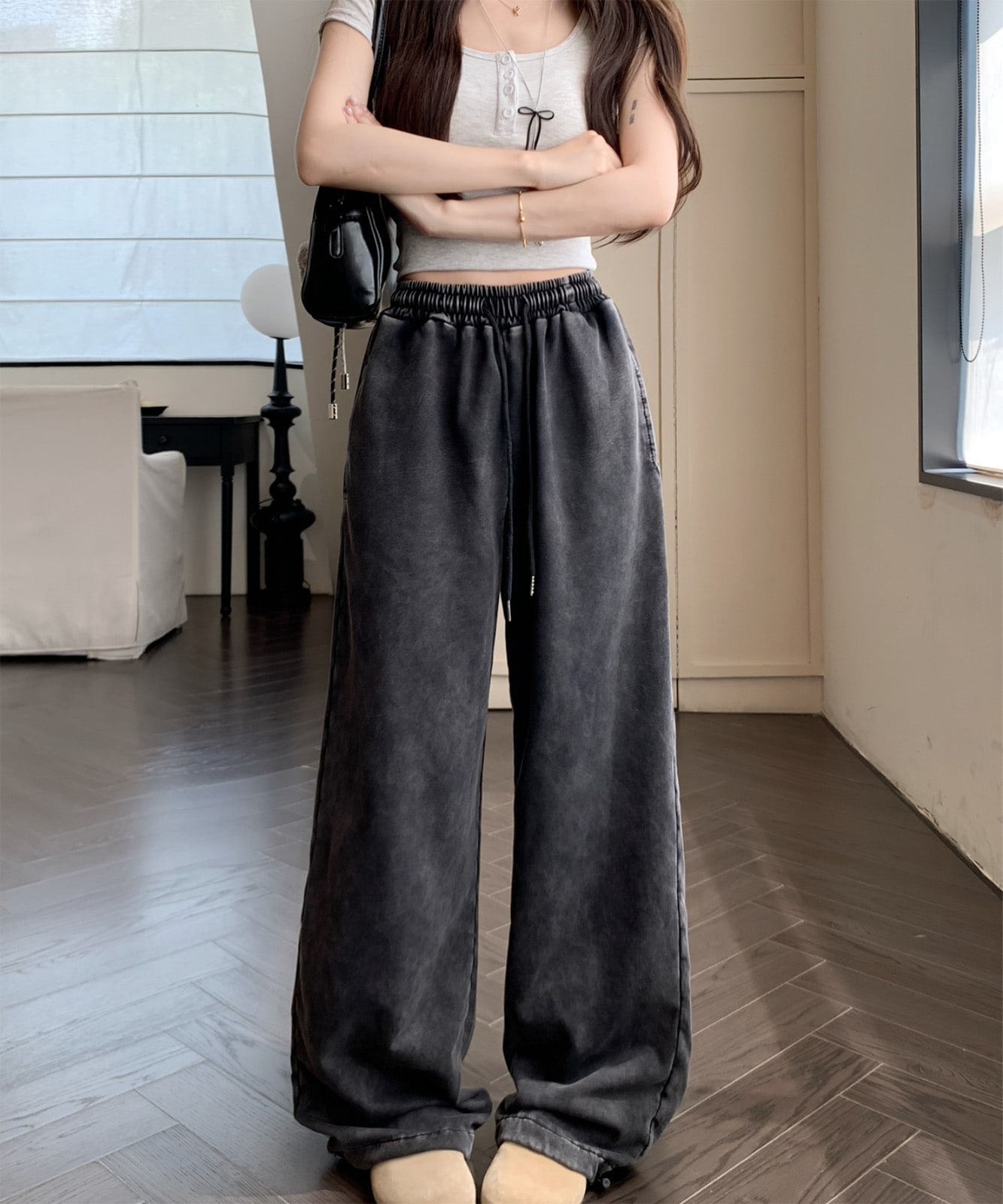 ピグメント ワイド イージー ルーズ スウェット パンツ メンズ レディース