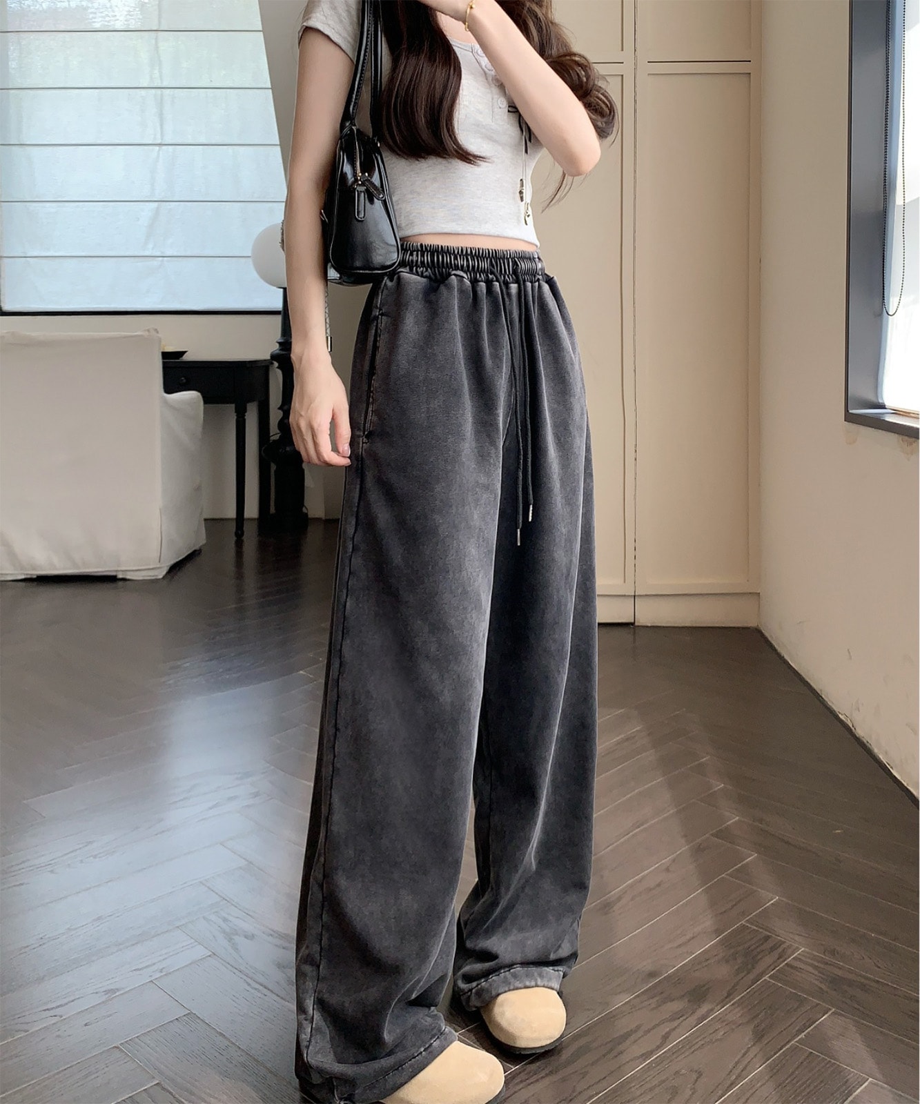 ピグメント ワイド イージー ルーズ スウェット パンツ メンズ レディース