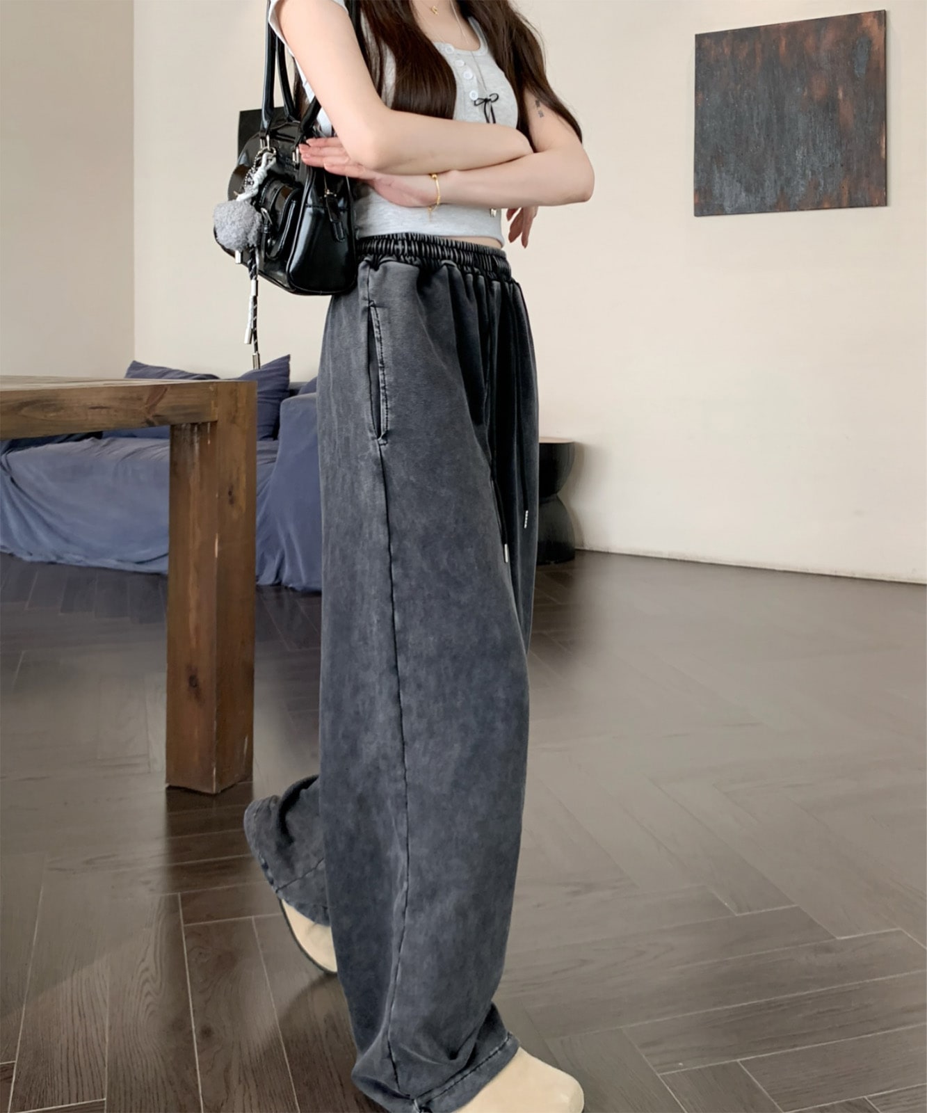 ピグメント ワイド イージー ルーズ スウェット パンツ メンズ レディース