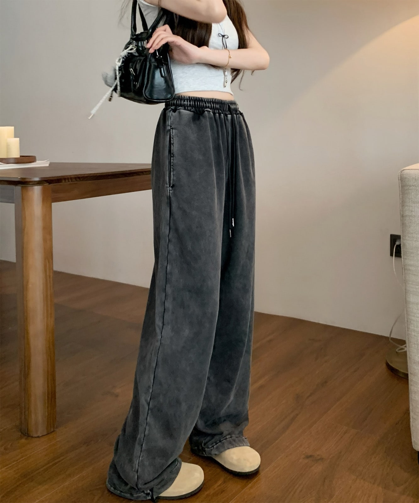 ピグメント ワイド イージー ルーズ スウェット パンツ メンズ レディース